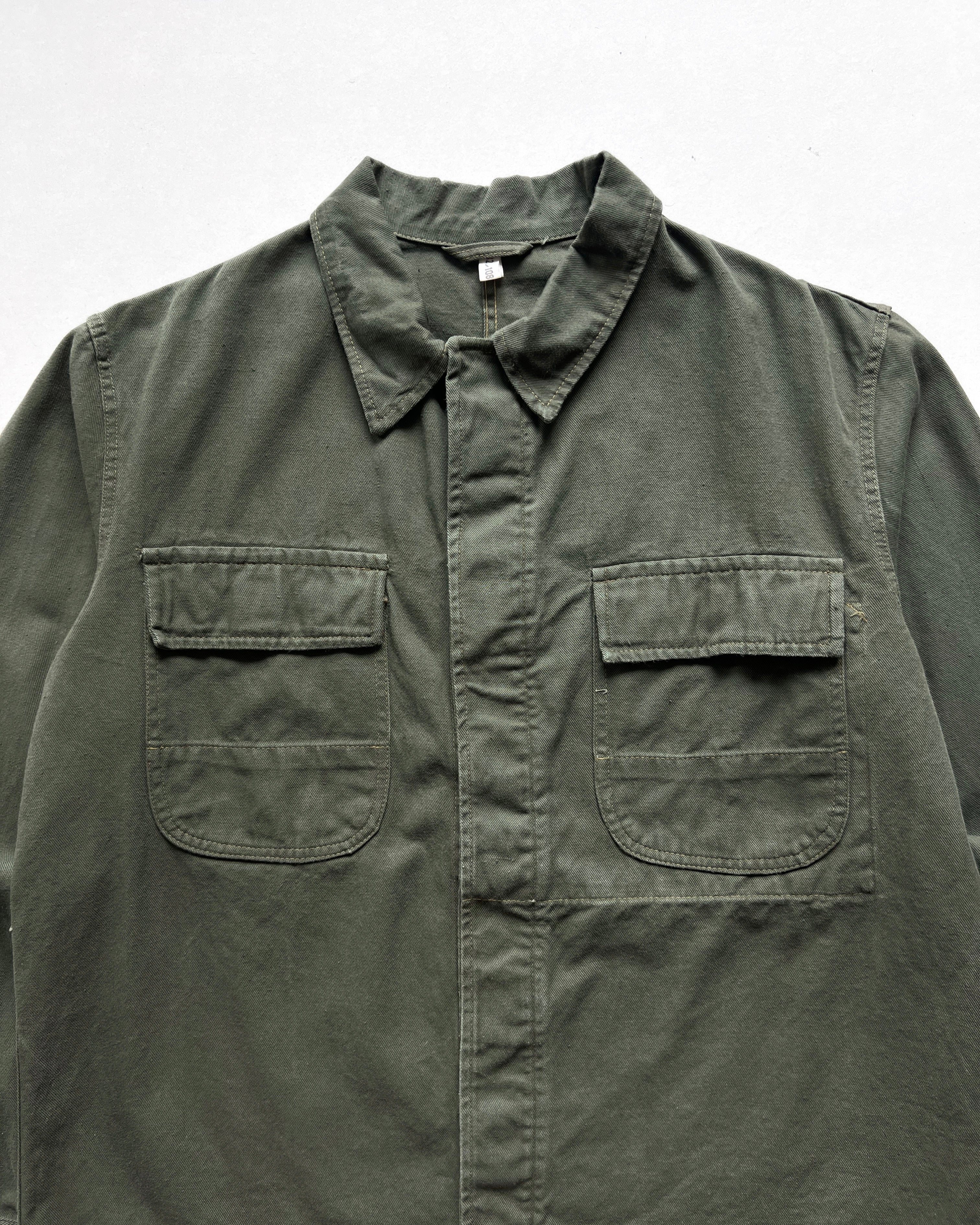 1970S OLIVE EUROPE MILITARY SHIRT JACKET (L)