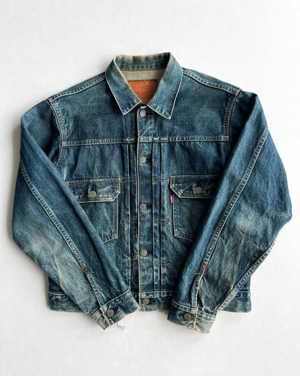 1990S FADED BIG E LEVI'S TYPE II SELVEDGE DENIM JACKET (M/L)