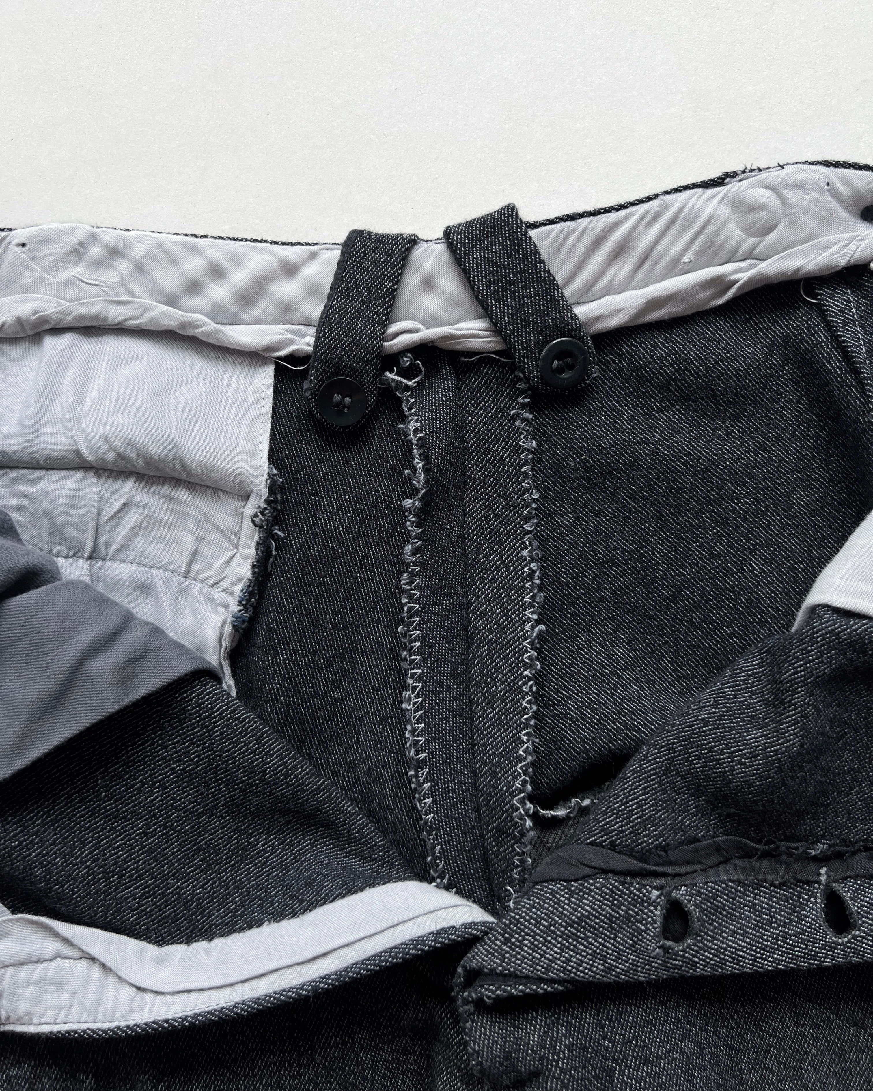 1950S FRENCH SALT & PEPPER REPAIRED WORK TROUSERS (33-35)