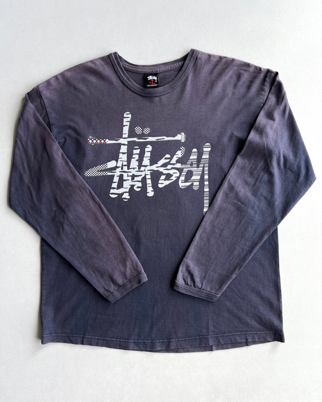 2000S SUN FADED STUSSY LOGO LONGSLEEVES TEE (L)
