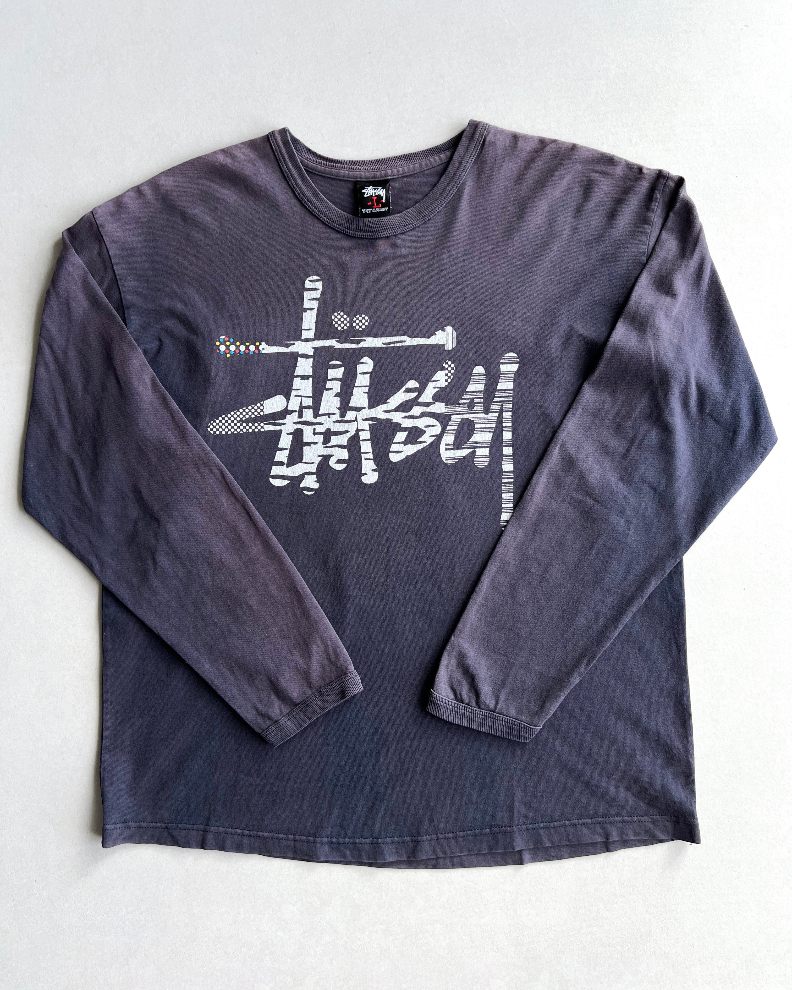 2000S SUN FADED STUSSY LOGO LONGSLEEVES TEE (L)