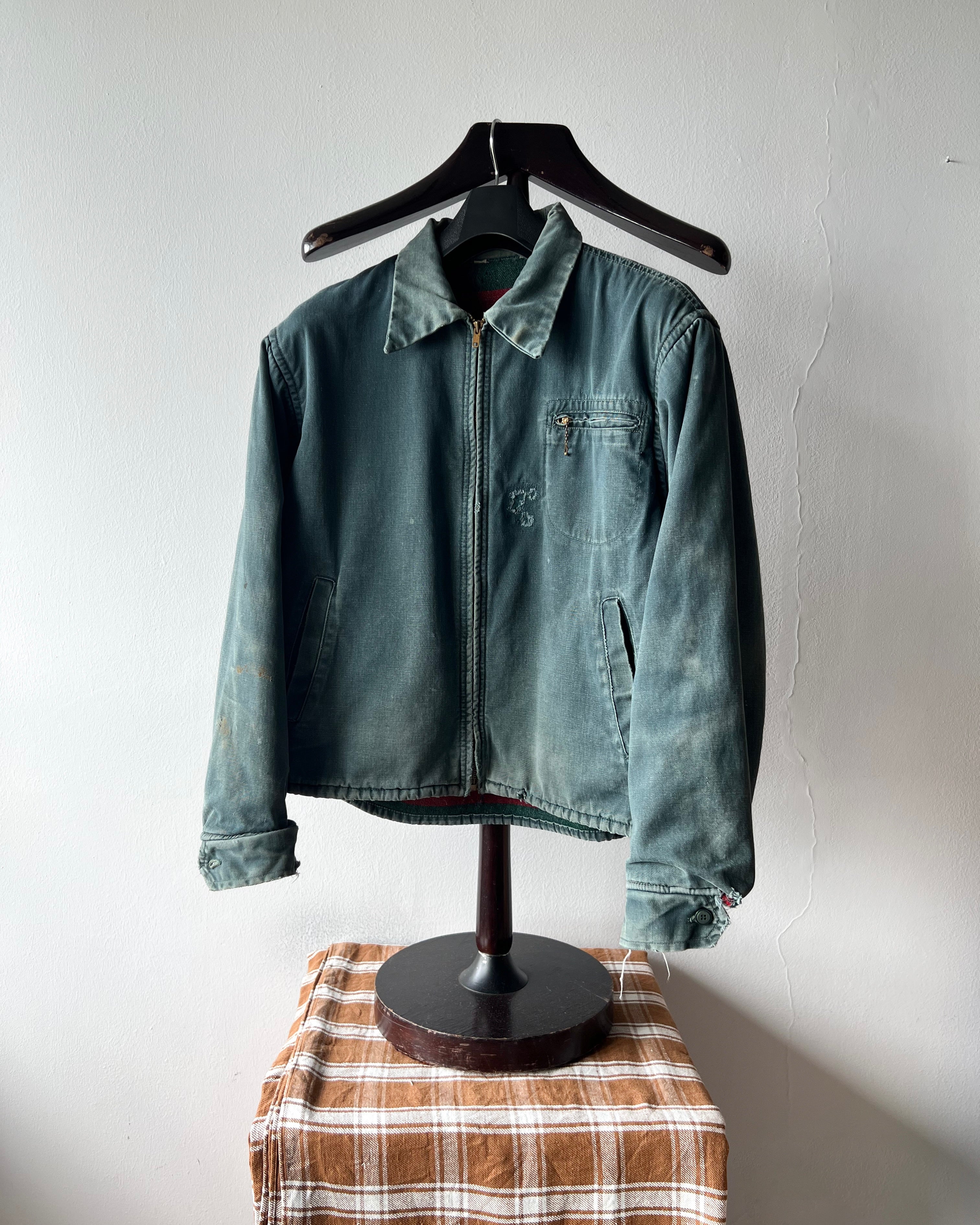 1950S FADED BLANKET LINED WORK JACKET (L)