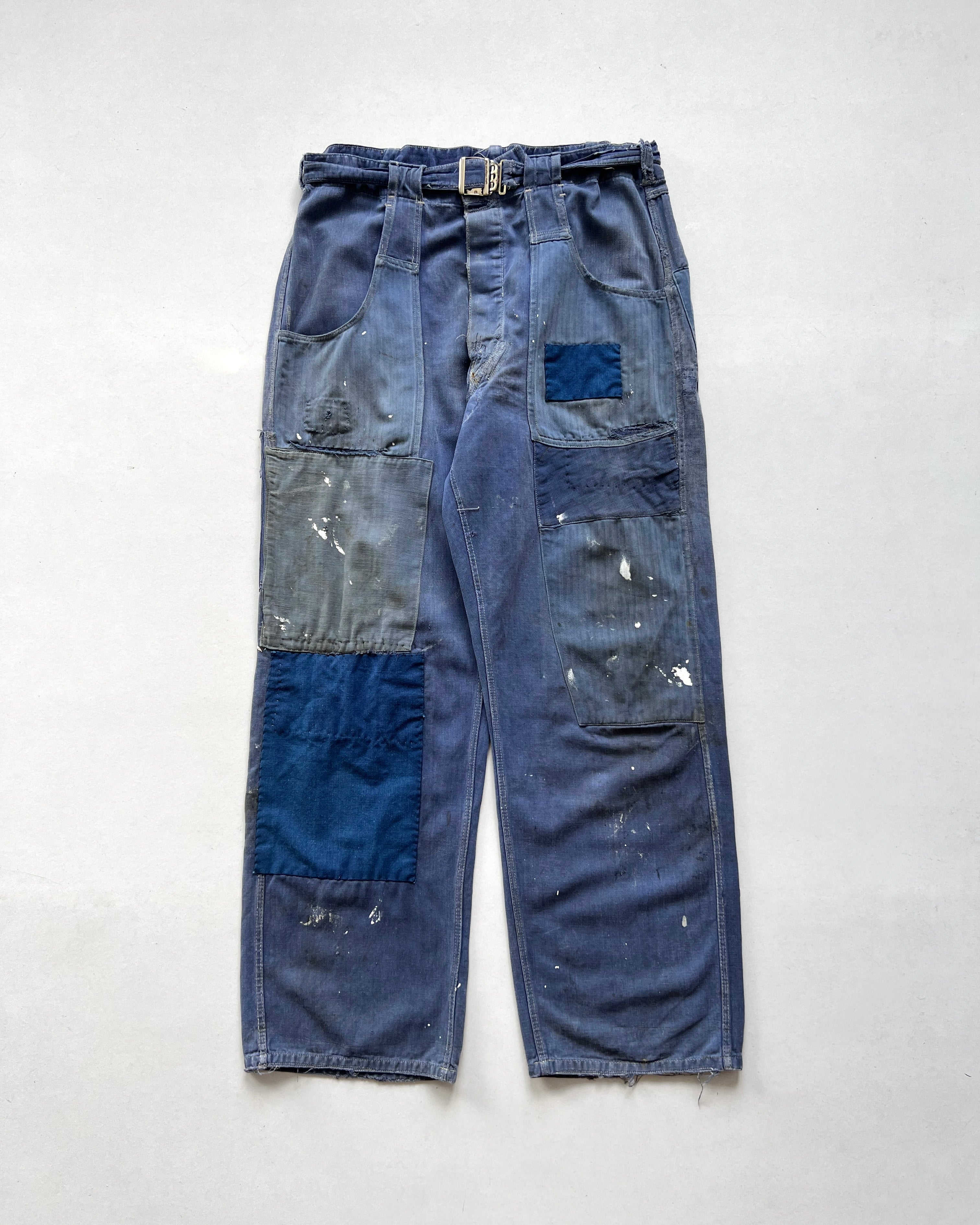 1950S GERMAN HBT REPAIRED WORK TROUSERS (30-34)