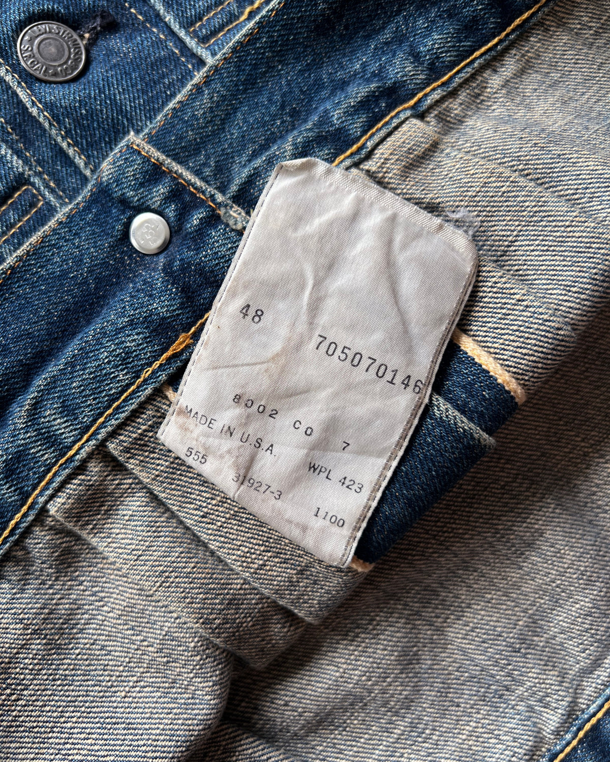1990S LVC 507 BIG E TYPE II SELVEDGE DENIM JACKET (48)