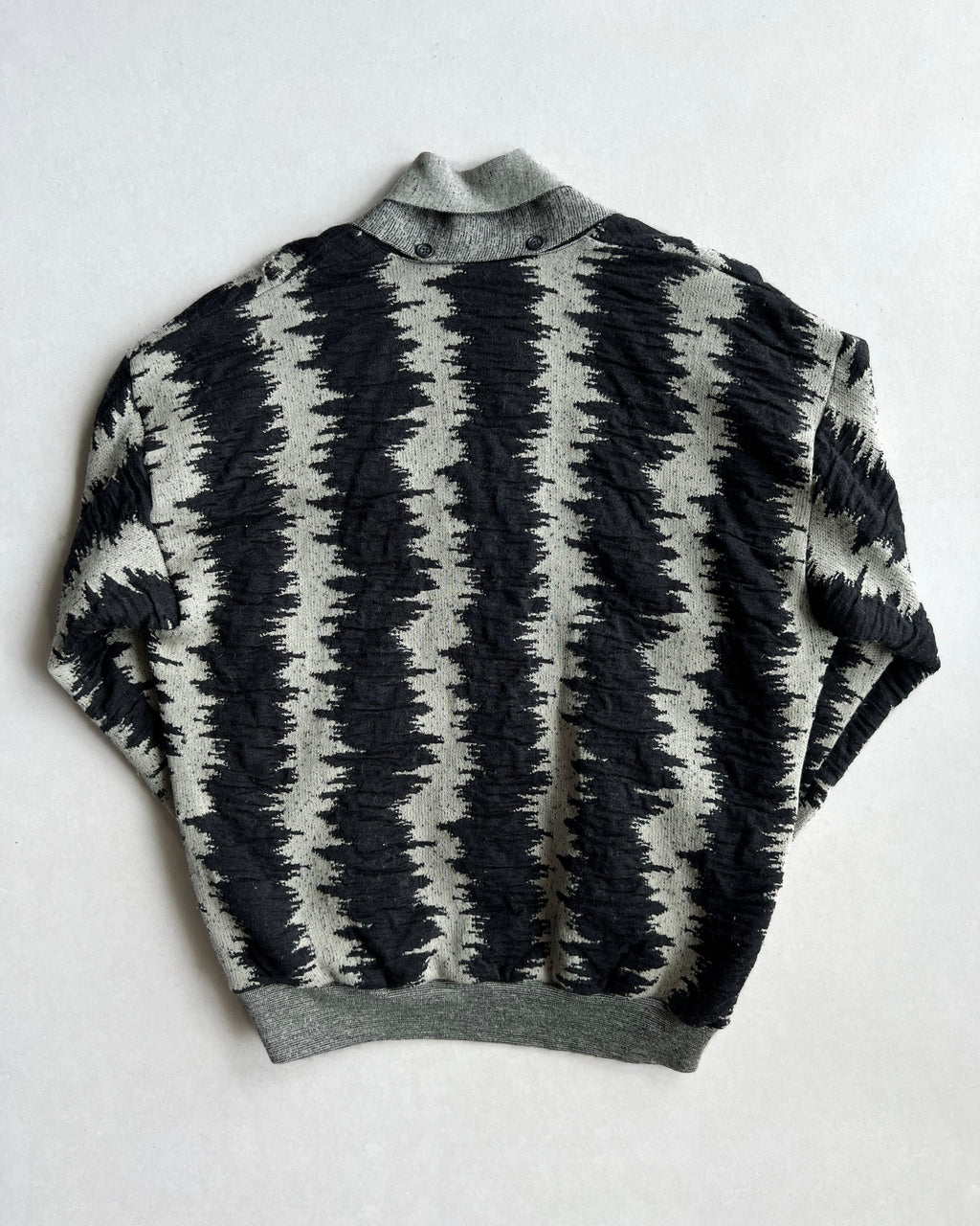 1980S ISSEY MIYAKE STRIPES SHAWL COLLAR KNITWEAR (L)