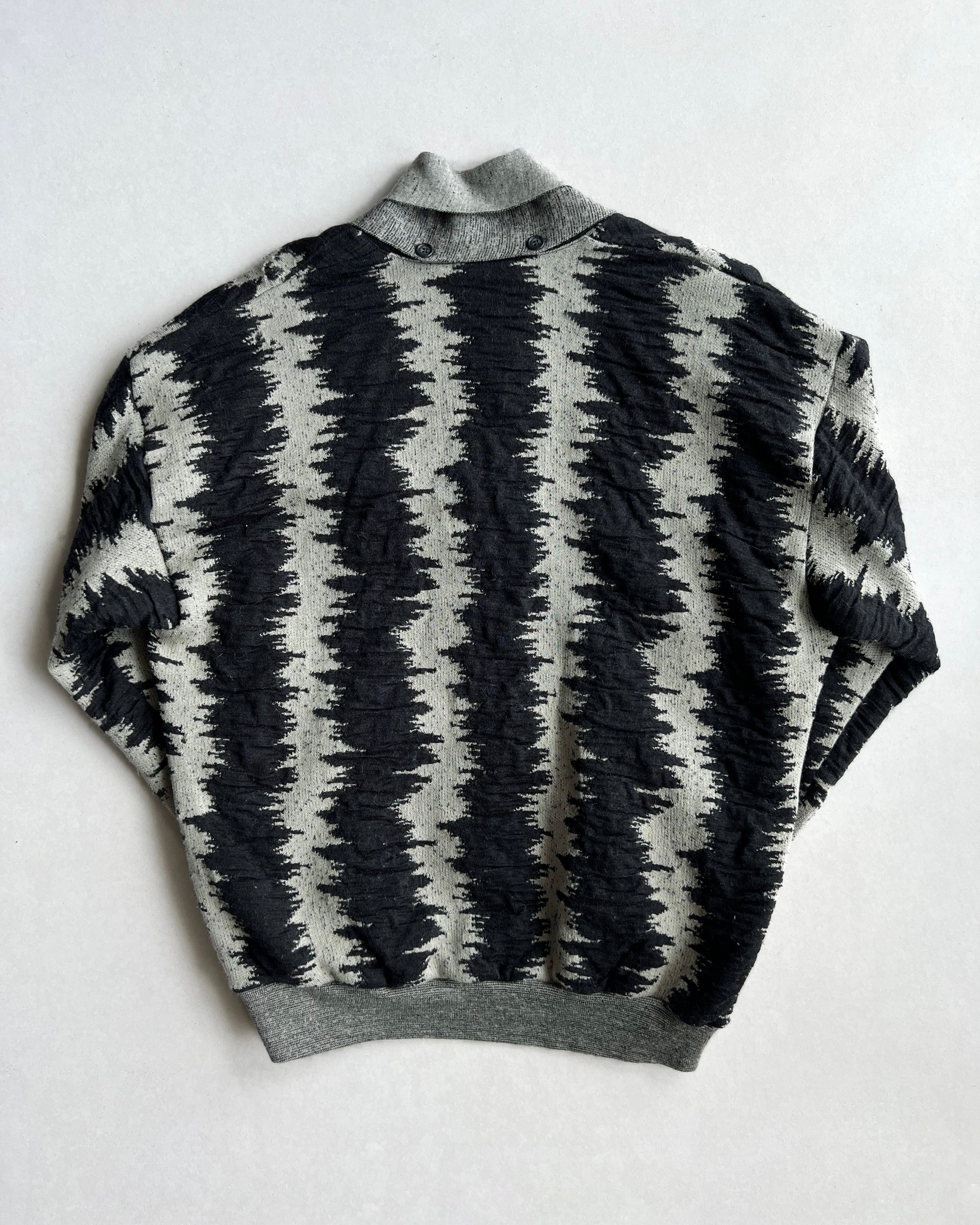 1980S ISSEY MIYAKE STRIPES SHAWL COLLAR KNITWEAR (L)