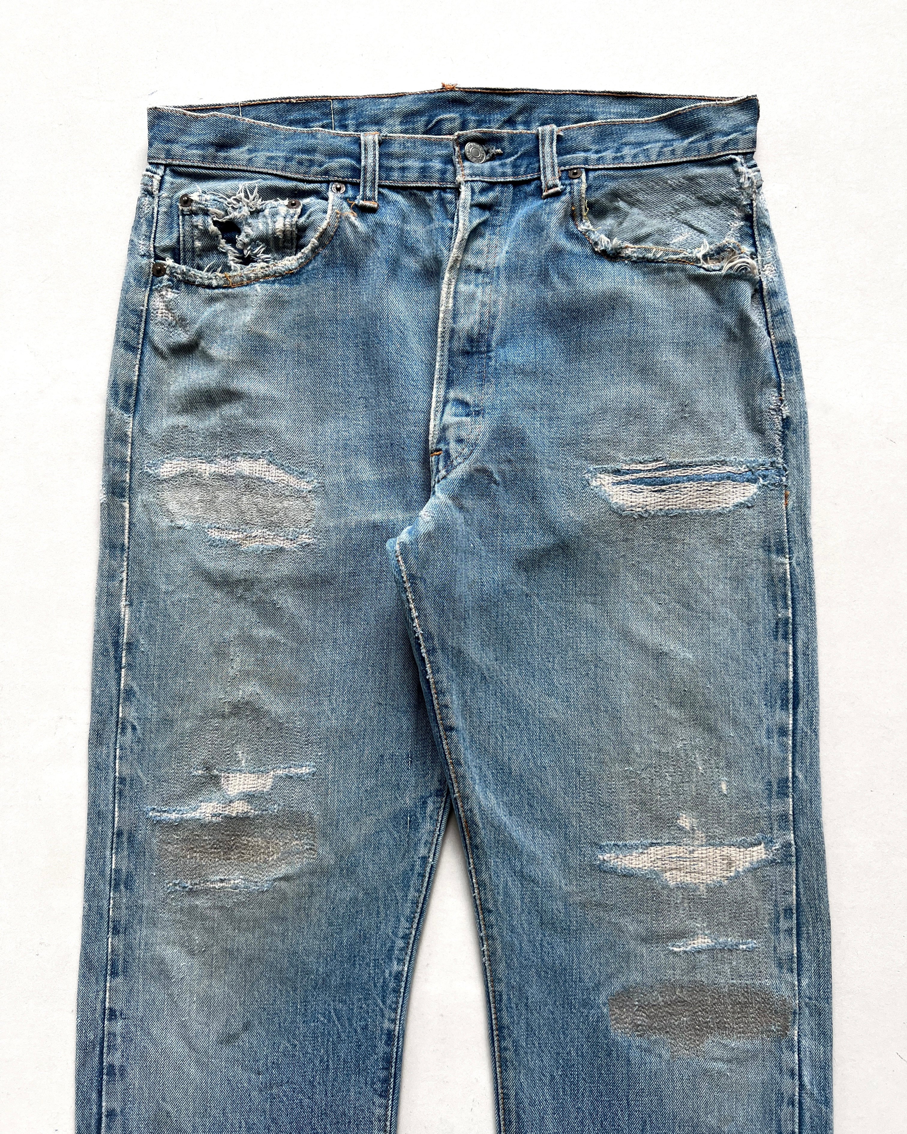 1970S LEVI'S 501 REDLINE SELDVEDGE REPAIRED JEANS (34)