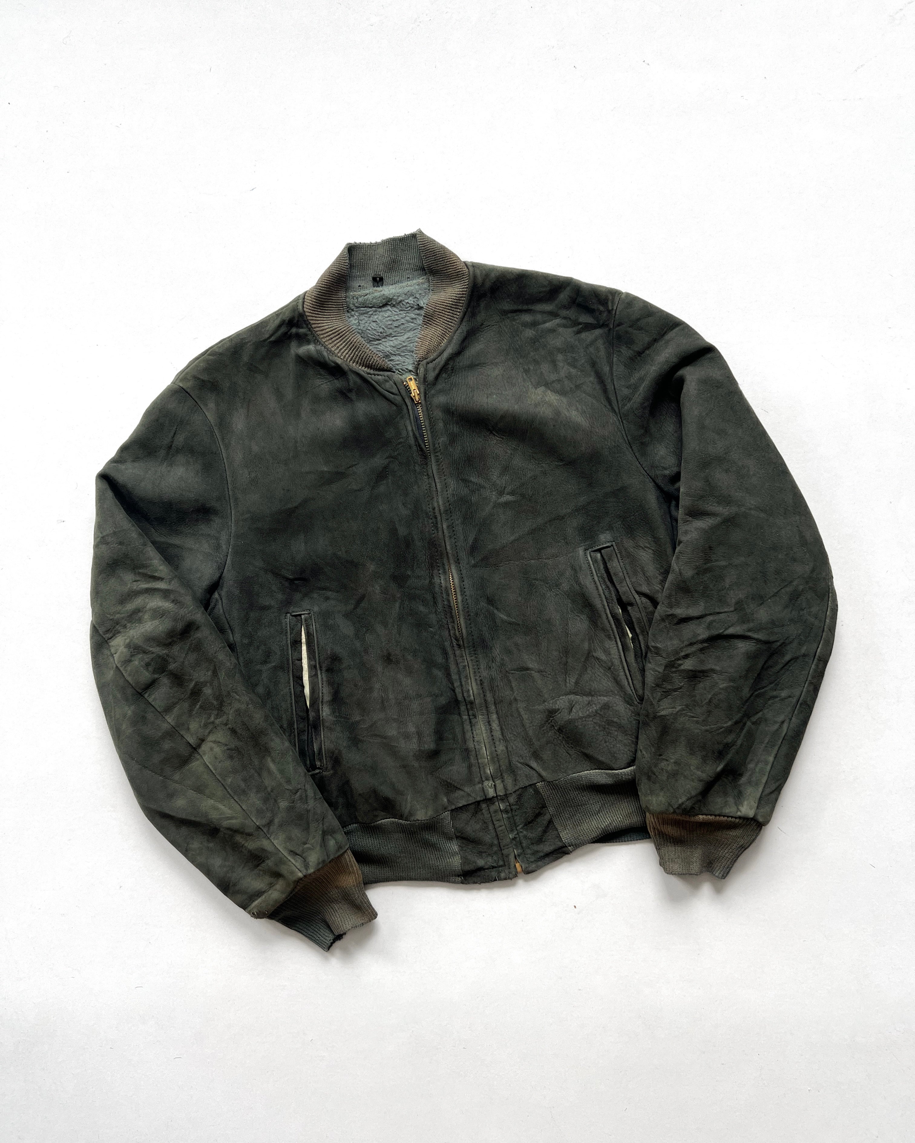 1950S SUEDE LEATHER BOMBER JACKET (L)