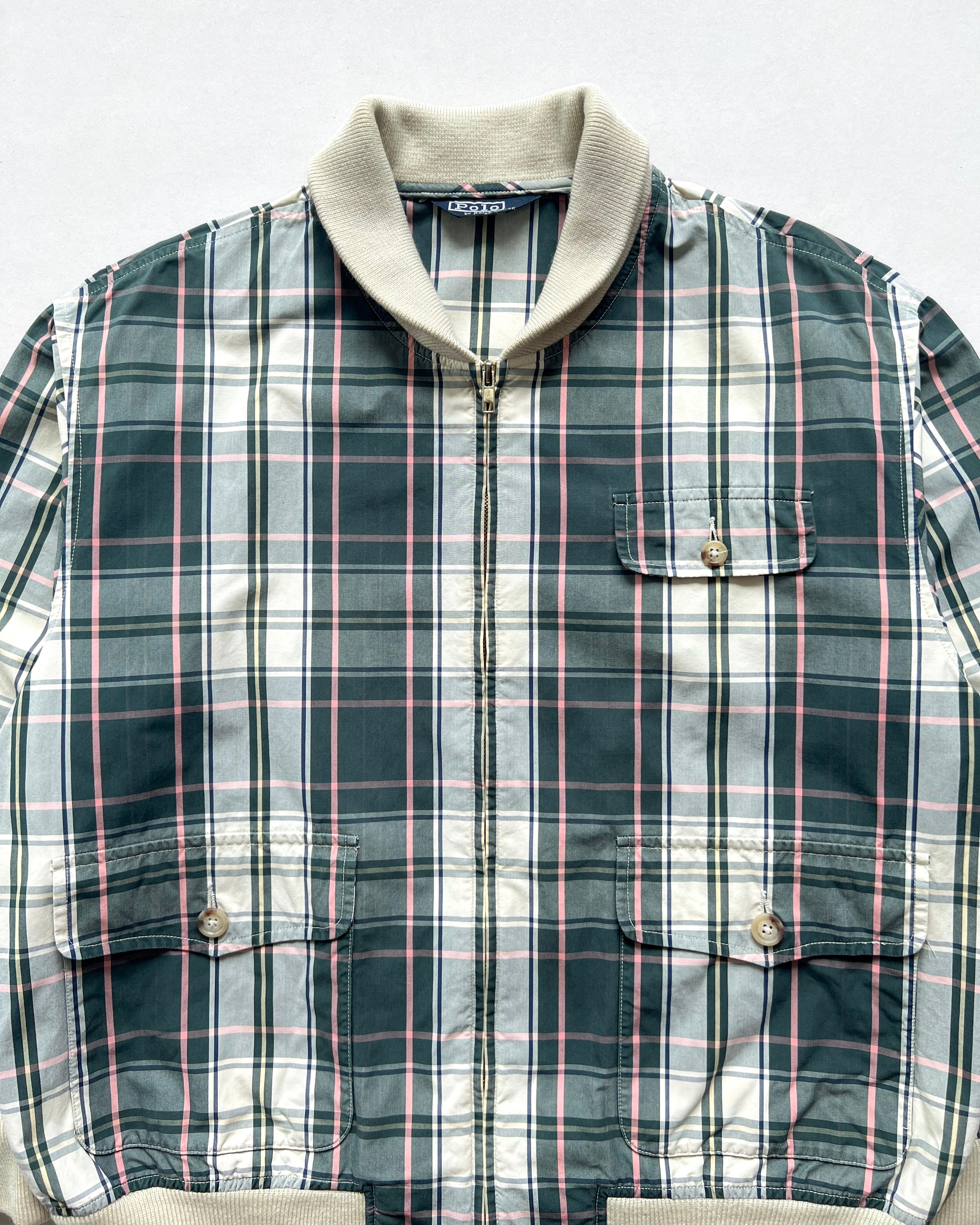 1990S POLO RALPH LAUREN PLAID BOMBER JACKET (L)