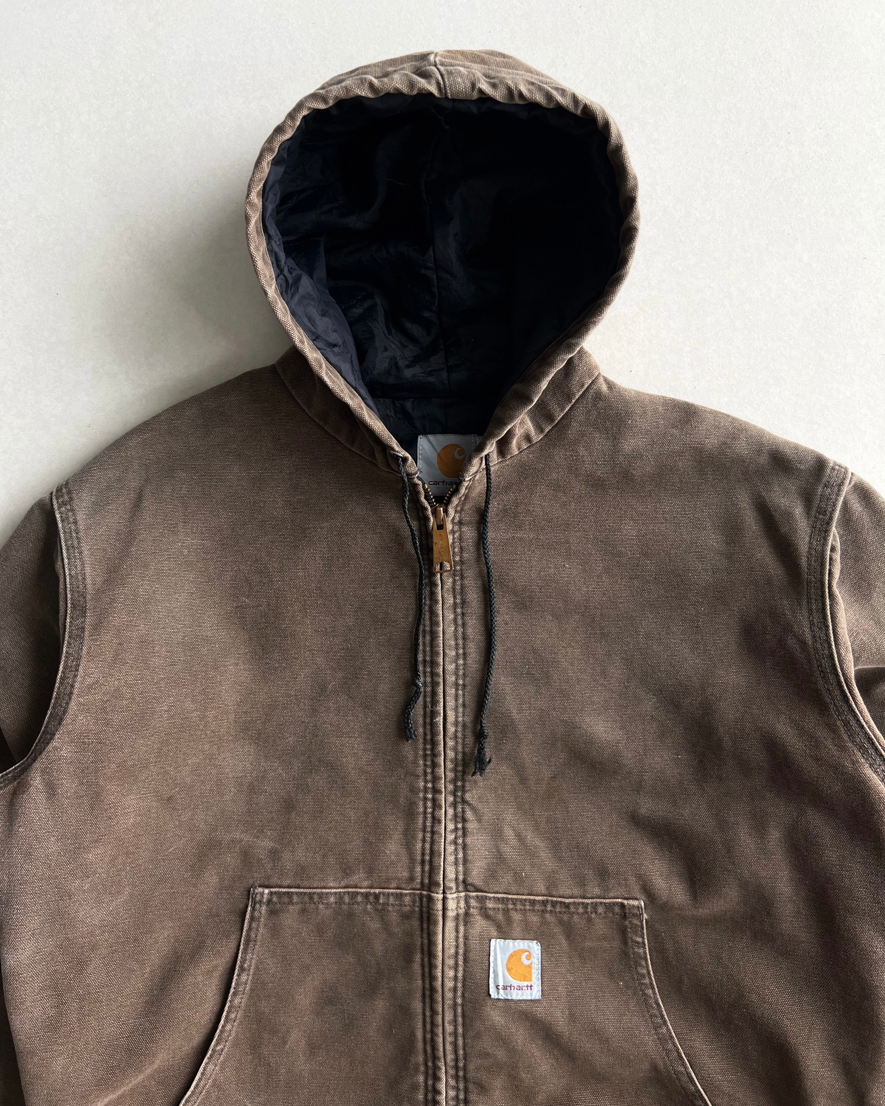 BROWN CARHARTT HOODED WORK JACKET (M/L)