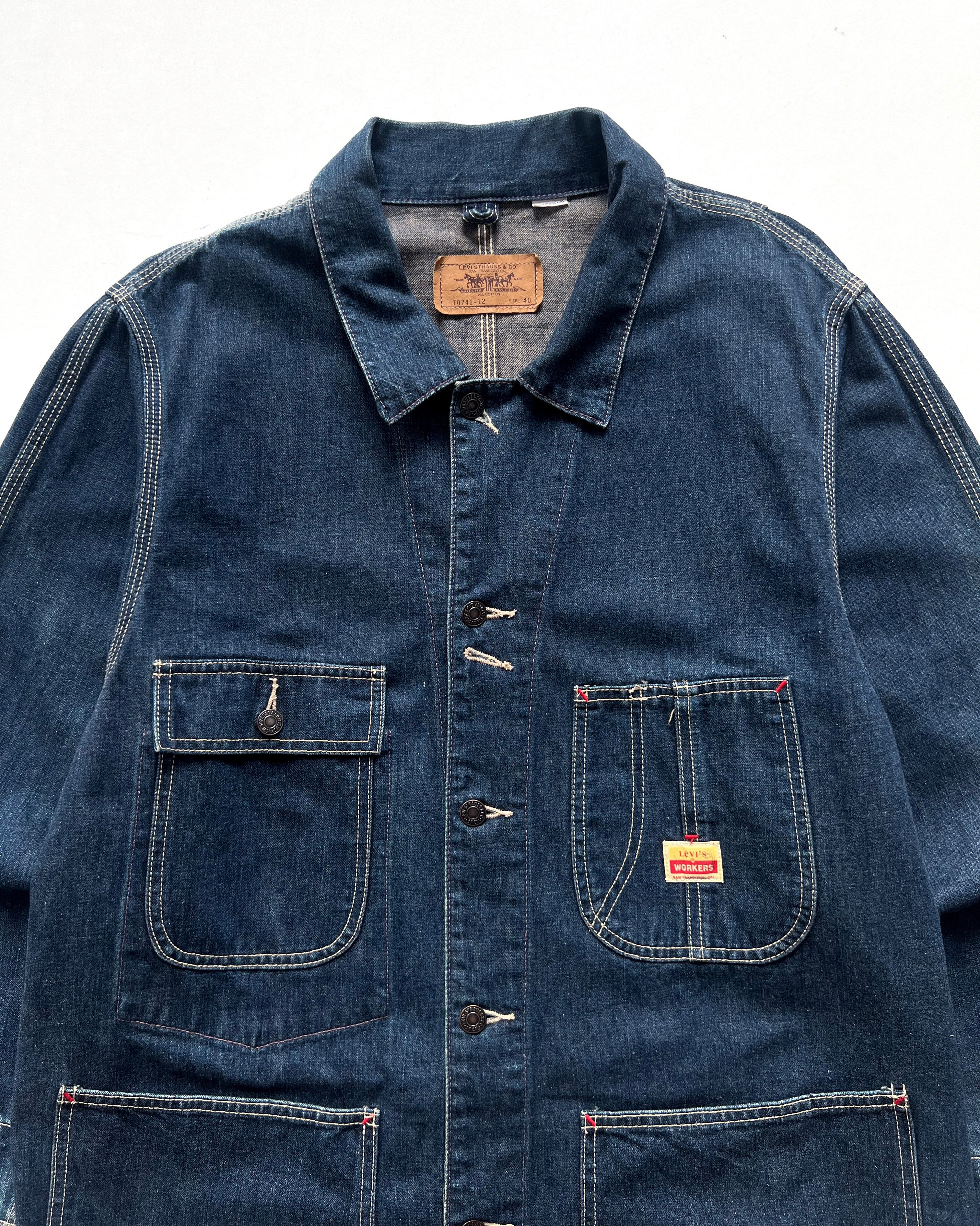 1990S LEVI'S WORKERS DENIM CHORE JACKET (M)
