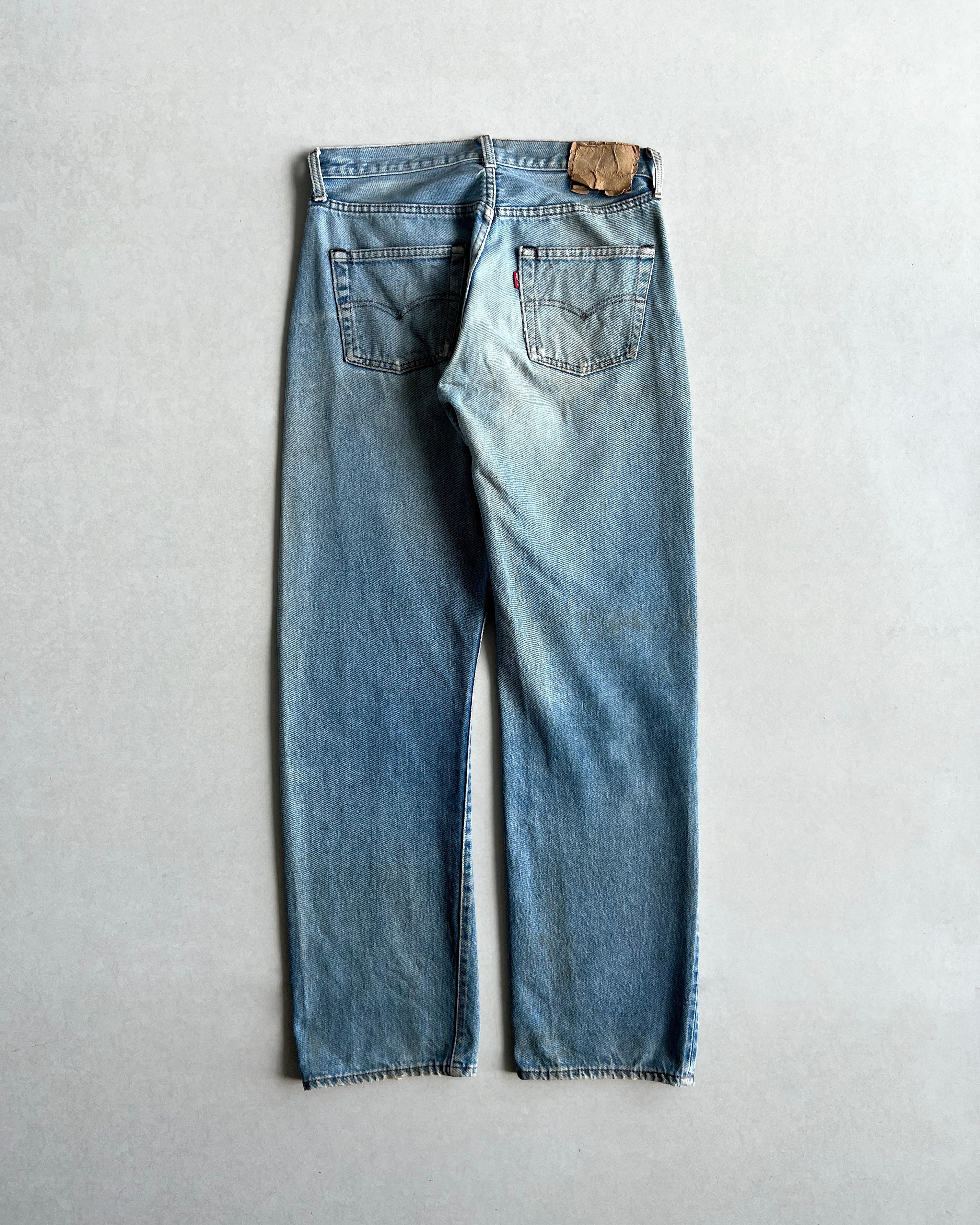 1980S FADED WASHED LEVI'S 501 REDLINE SELVEDGE JEANS (32X33)