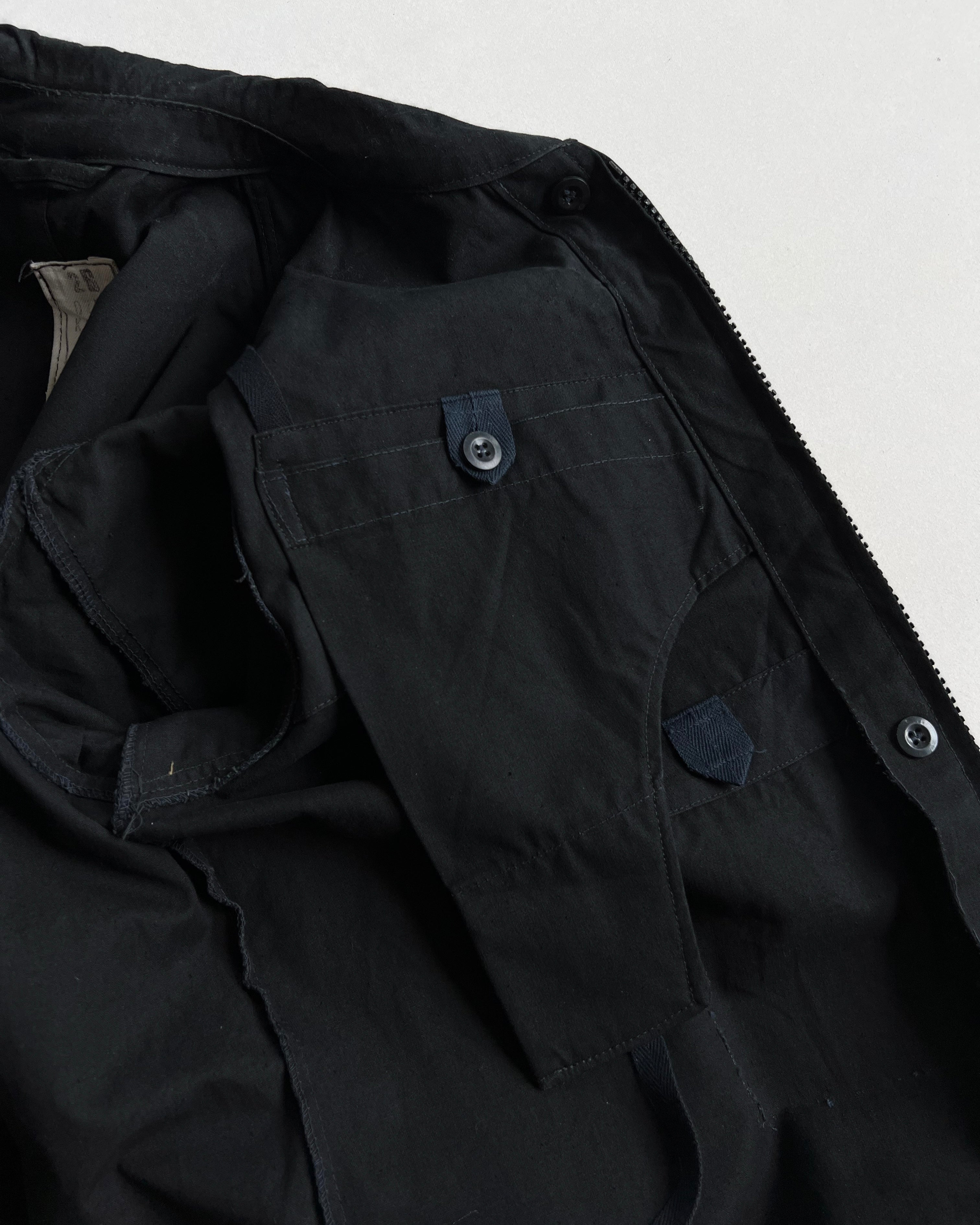 1970S BLACK CZECH ARMY CANVAS JACKET (L)