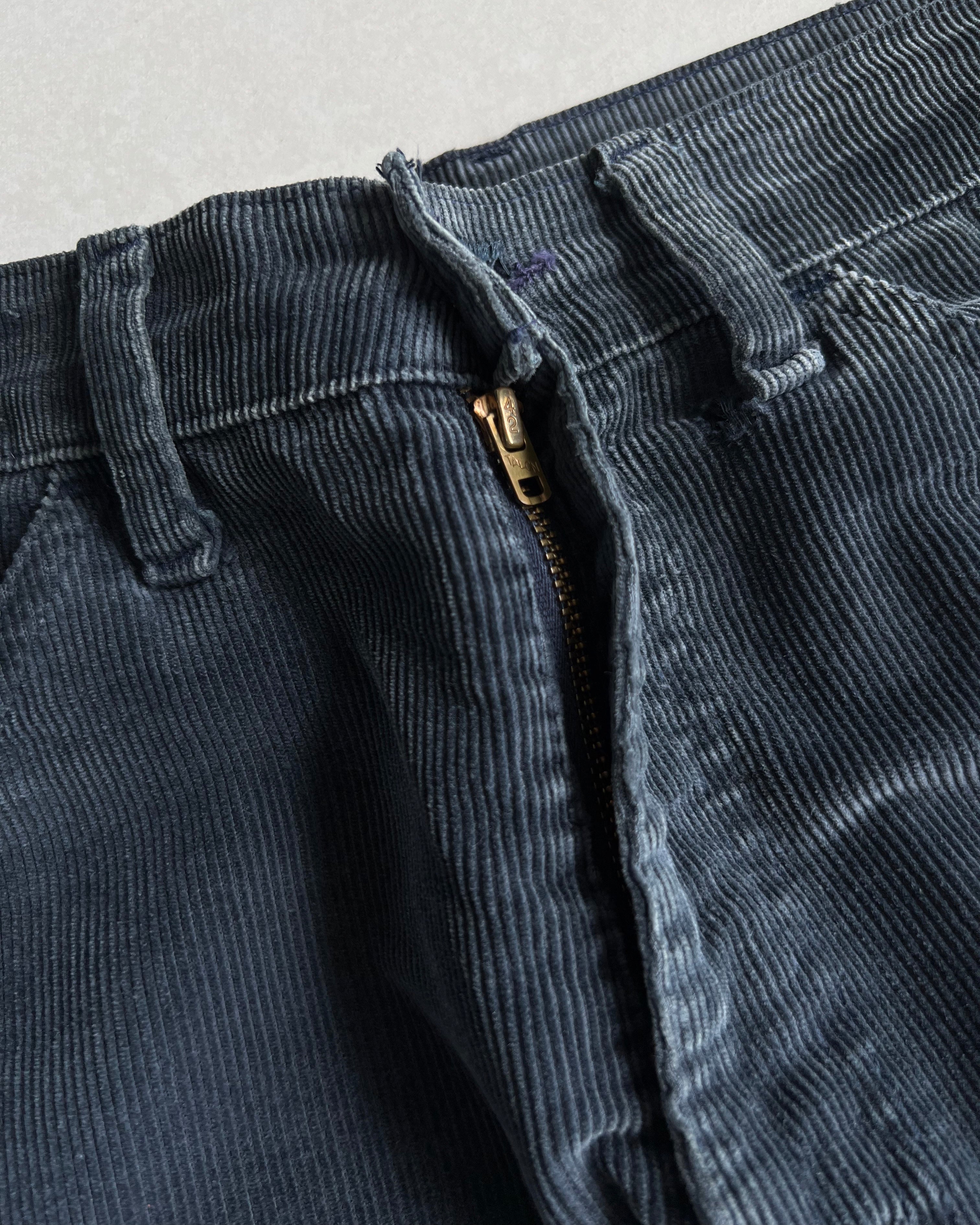 1970S DARK NAVY/GREY LEVI'S 646 CORDUROY BOOTCUT TROUSERS (32X32)