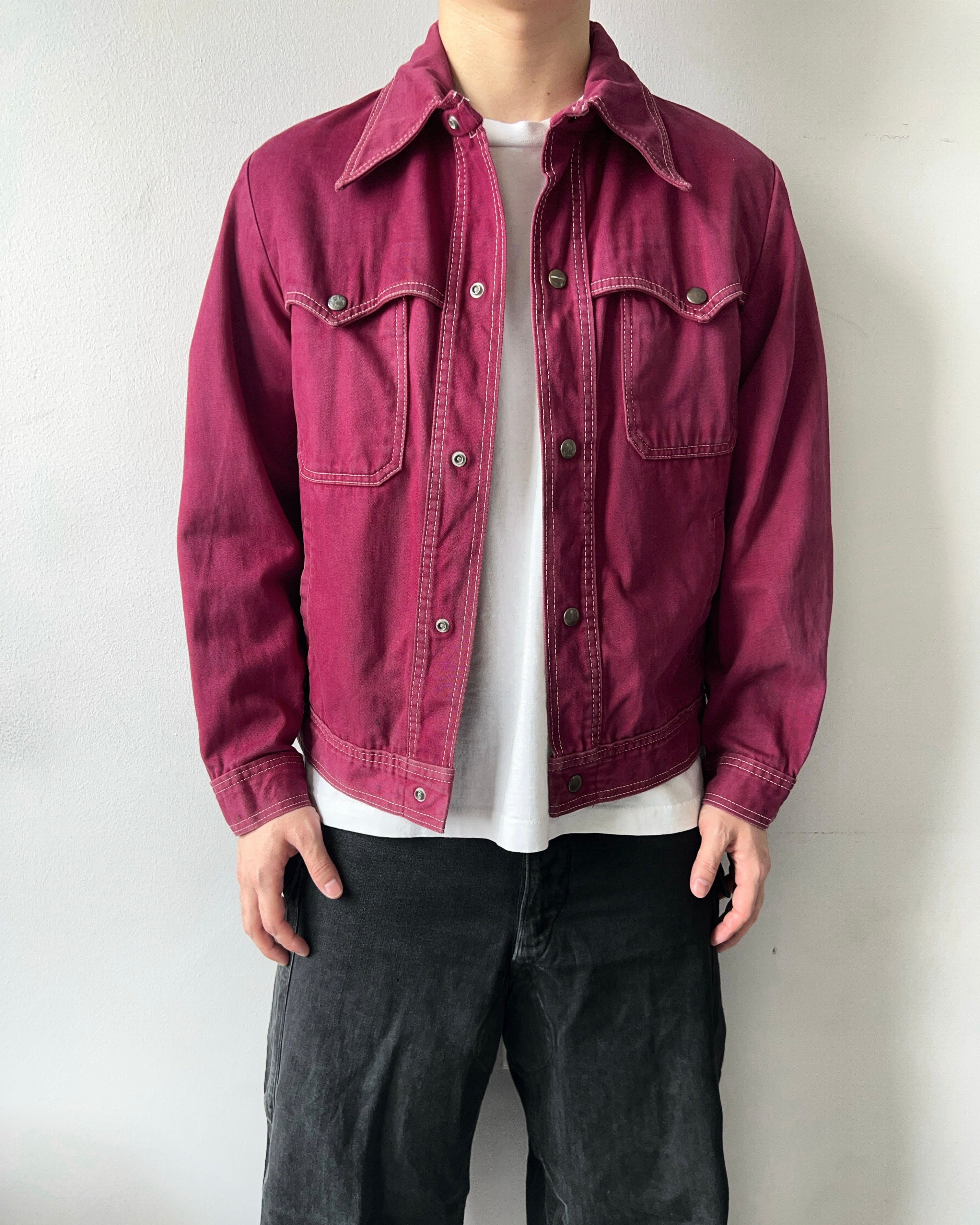 1970S SEARS BURGYNDY MOLESKIN TRUCKER JACKET (M)