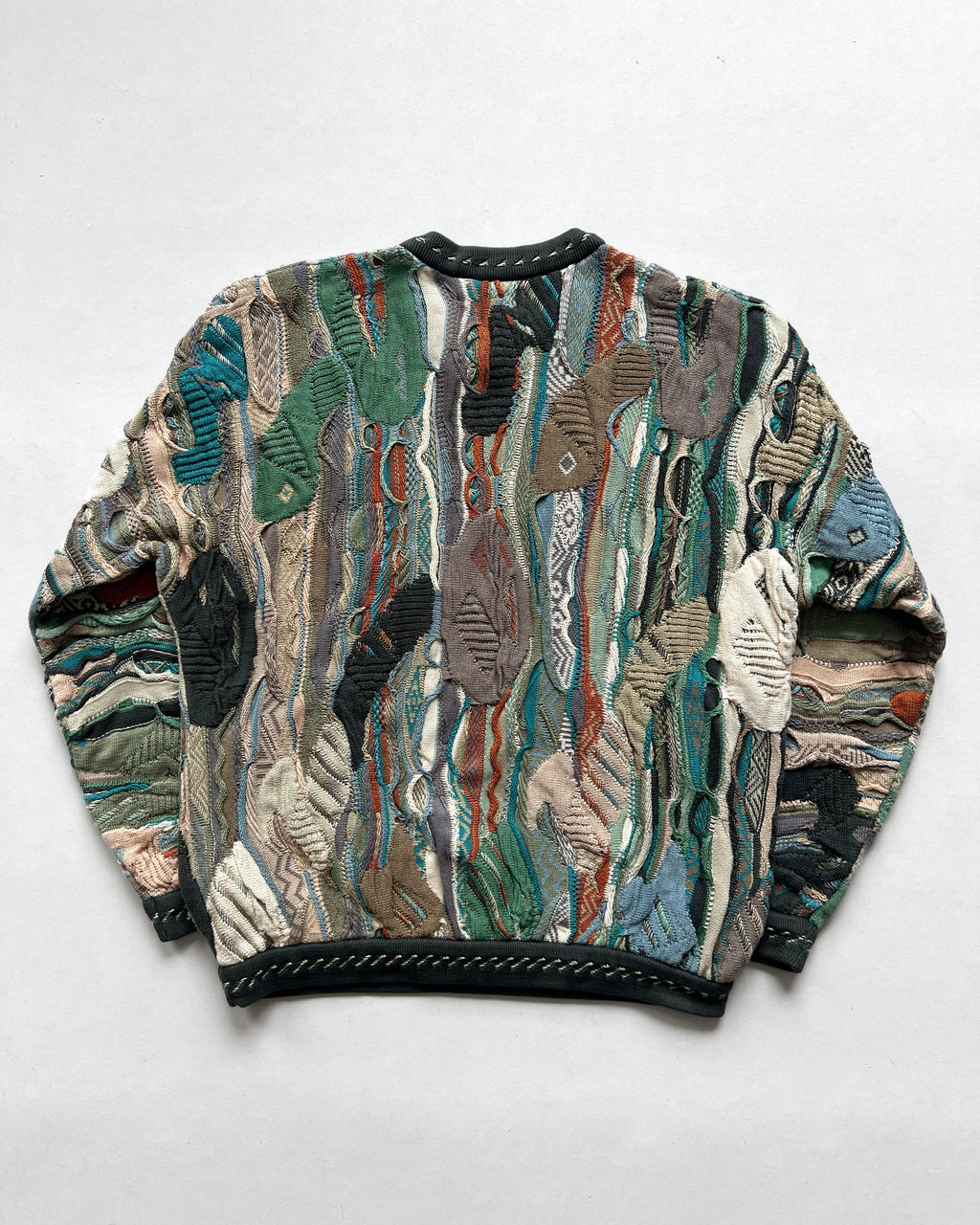 1980S COOGI EARTH TONE 3D KNIT SWEATER (M)