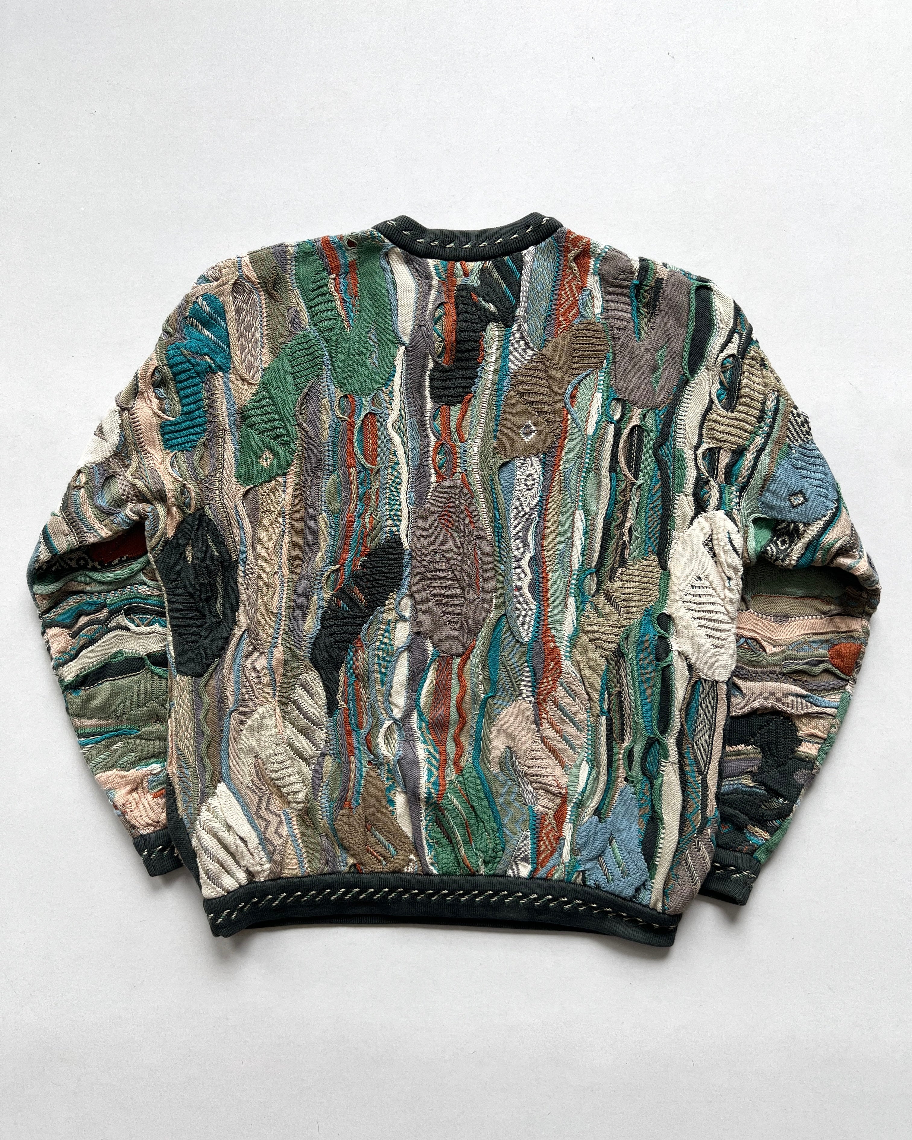1980S COOGI EARTH TONE 3D KNIT SWEATER (M)