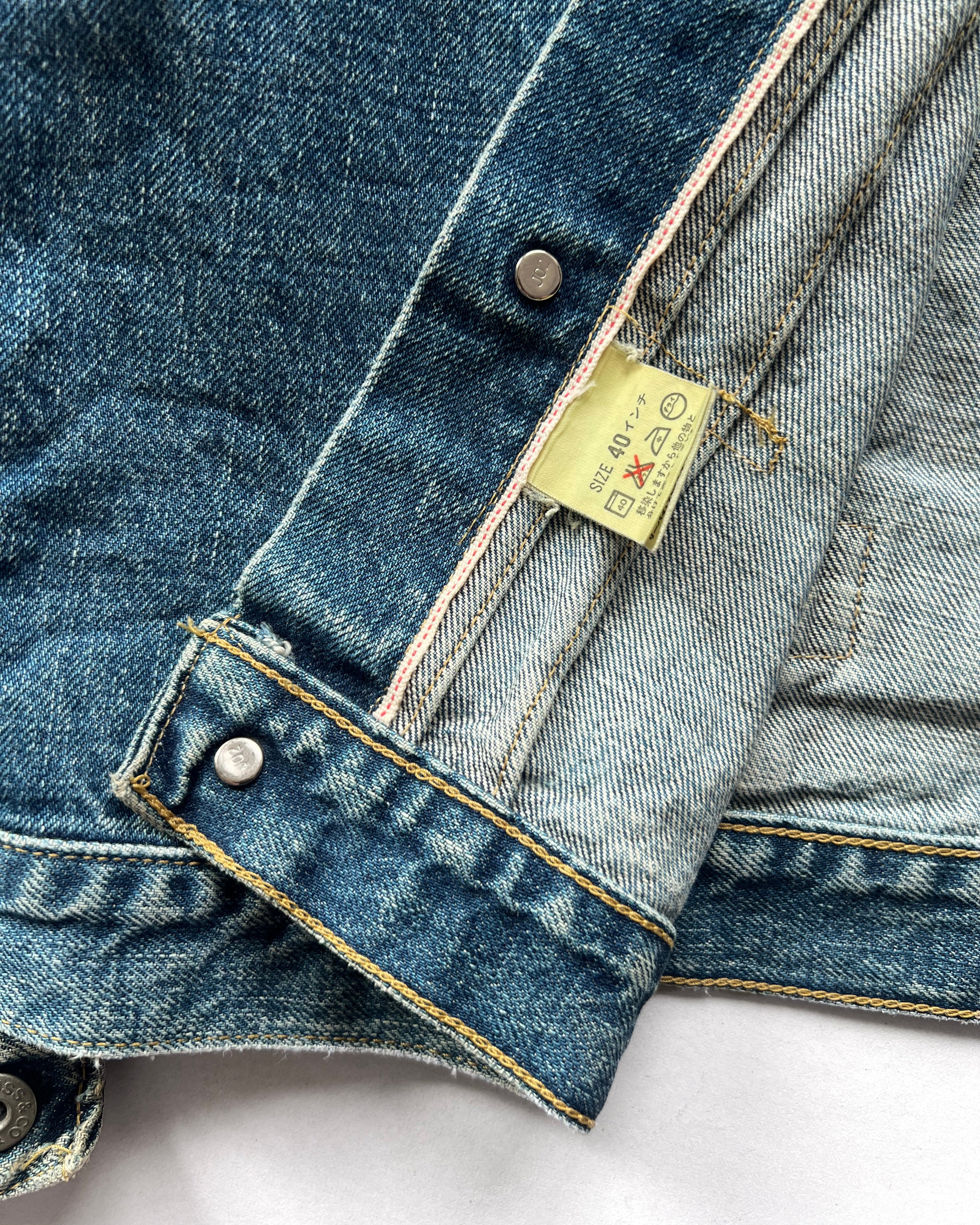 1990S FADED LEVI'S BIG E TYPE I SELVEDGE DENIM JACKET (M)
