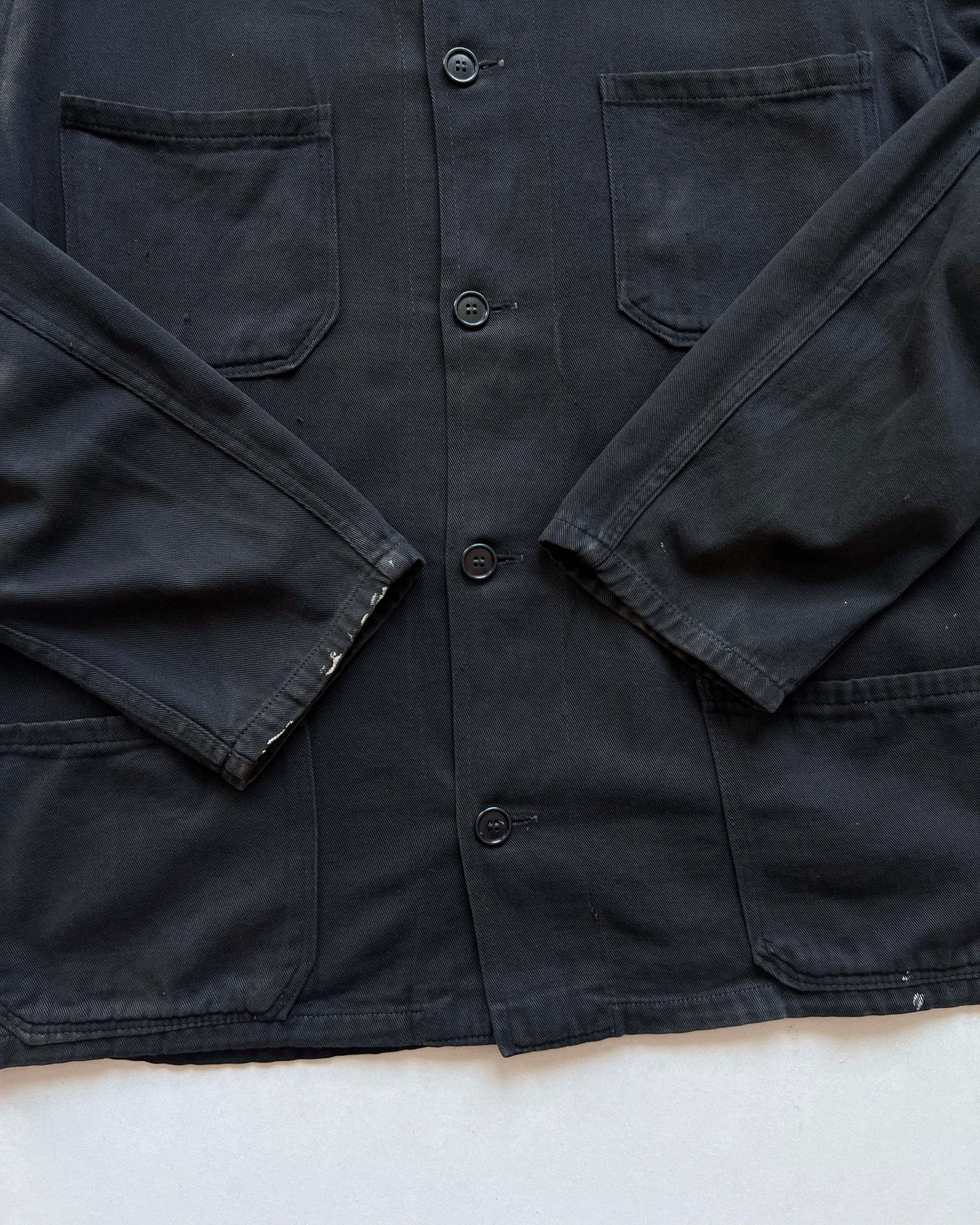 1970S FADED BLACK FRENCH WORK JACKET (L)