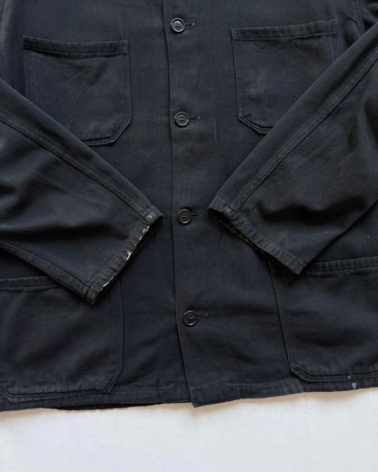 1970S FADED BLACK FRENCH WORK JACKET (L)