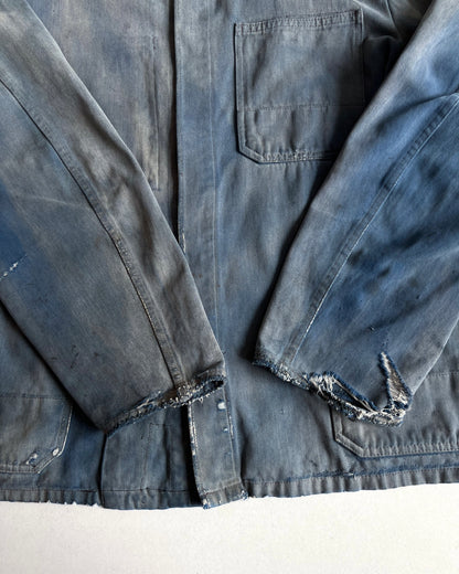 1950S SUN FADED INDIGO GERMAN WORK JACKET (L)