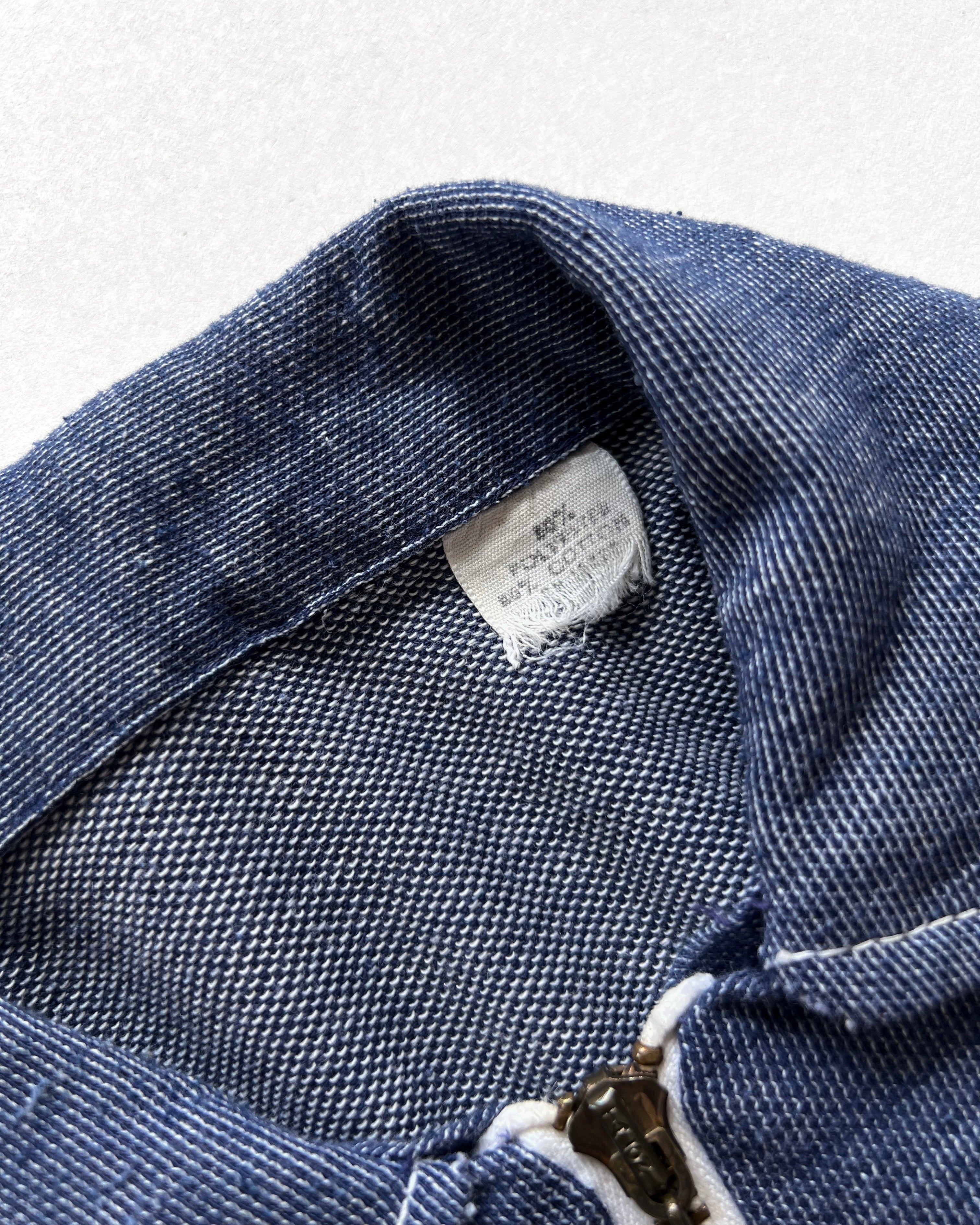 1960S HIPPIE POINT COLLAR QUARTER-ZIP SHIRT (M)