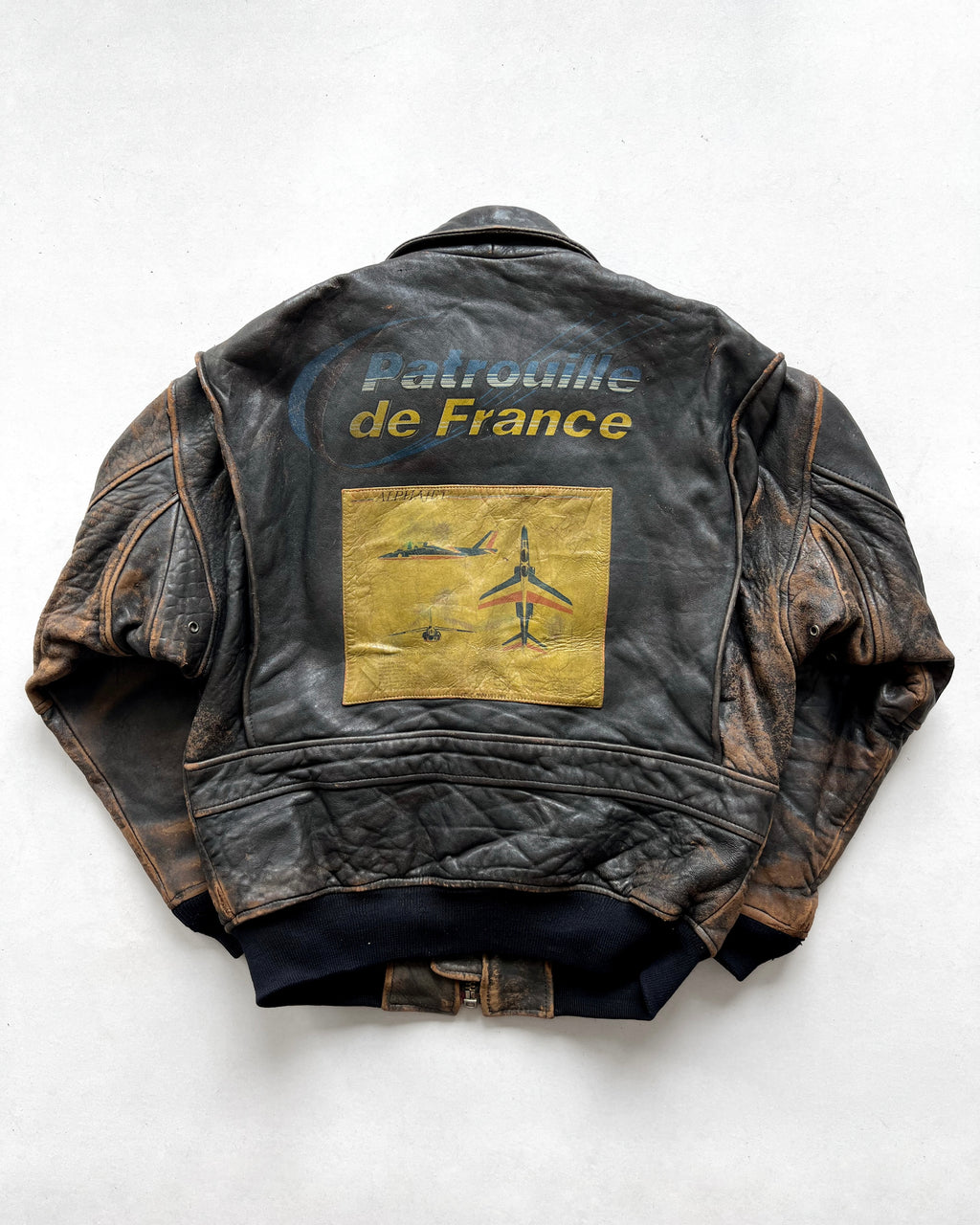 1980S AVIREX 'PATROUILLE DE FRANCE' TYPE G-1 FLIGHT LEATHER JACKET (L)