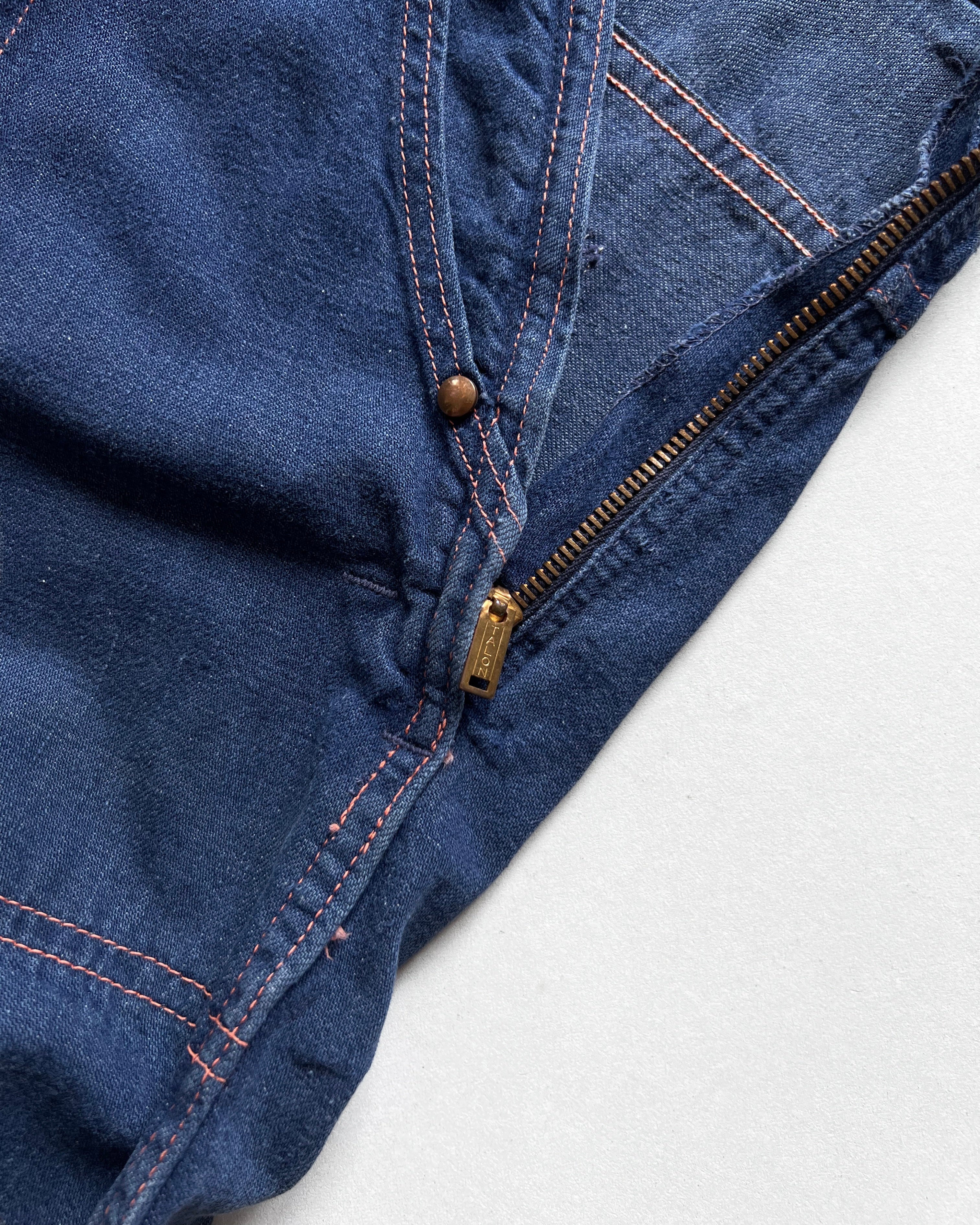 1940S MONTGOMERY WARD SIDE ZIP DENIM WORK TROUSERS (34)