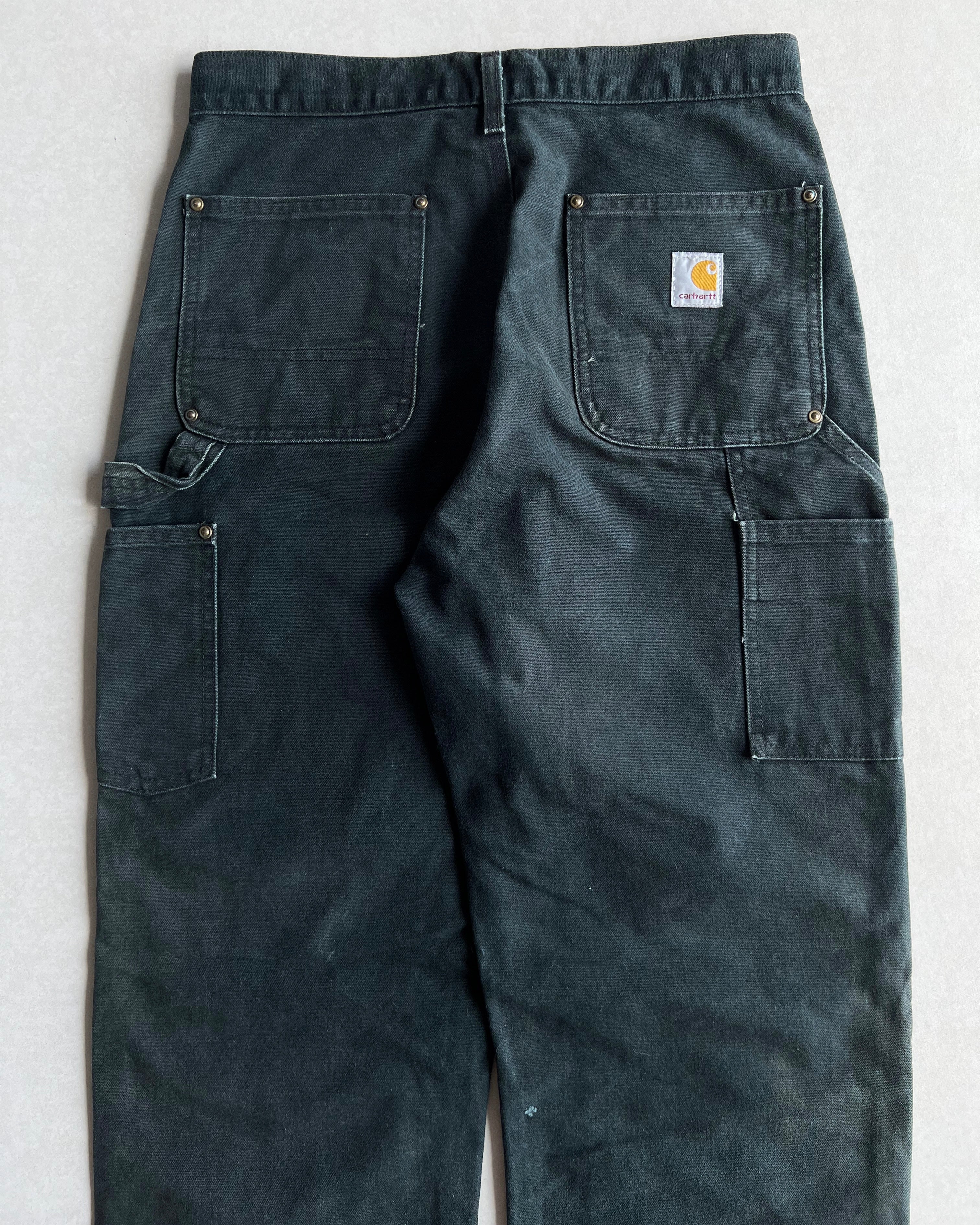 1990S FADED BLACK CARHARTT DOUBLE KNEE PANTS (30X32)
