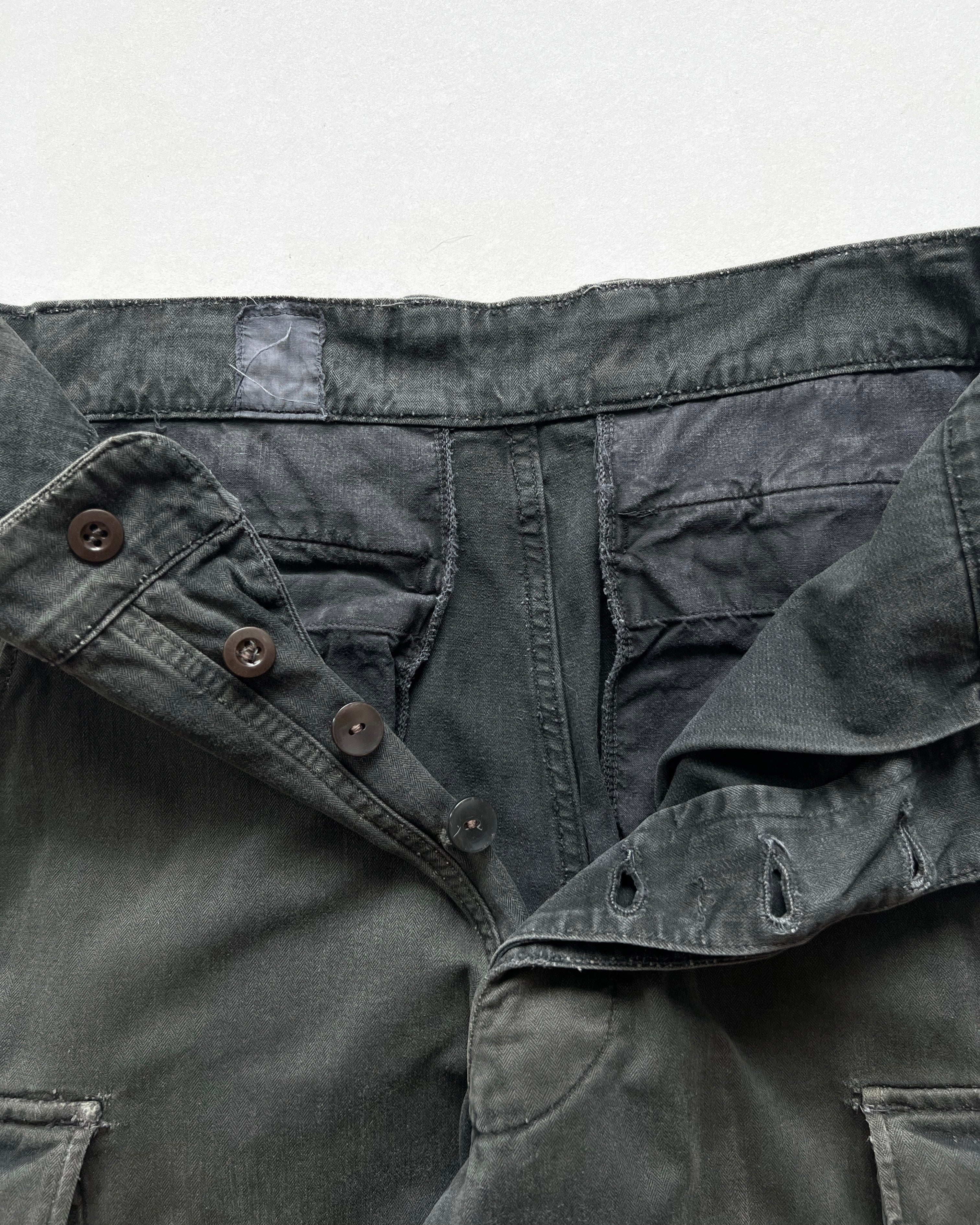 1960S OVERDYED FRENCH M-47 ARMY CARGO TROUSERS (31)