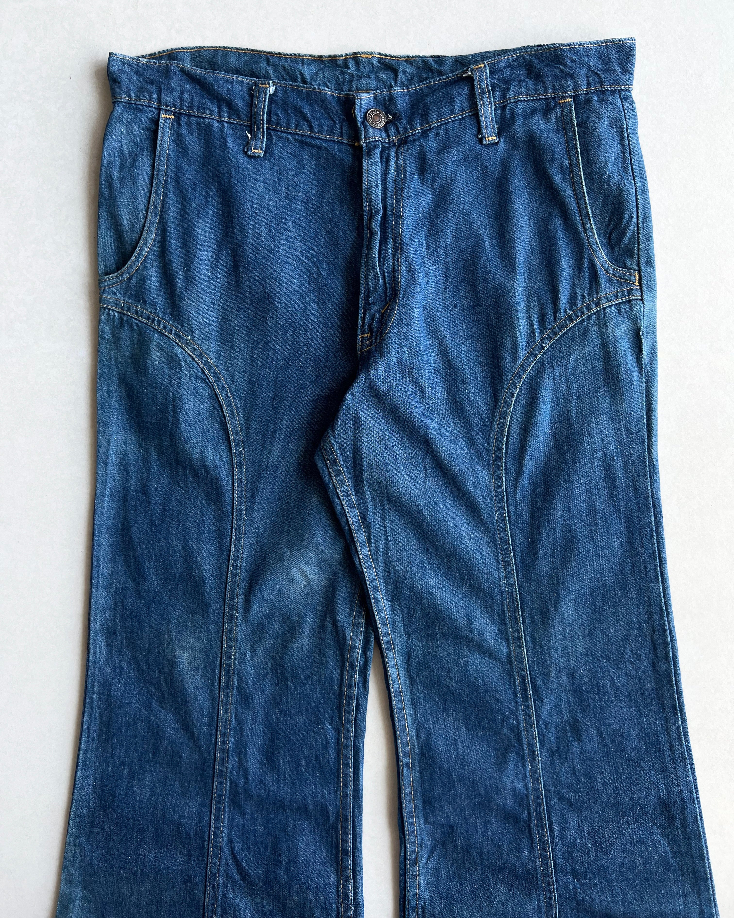 1970S ORANGE TAB LEVI'S BELL BOTTOM JEANS (34X31)