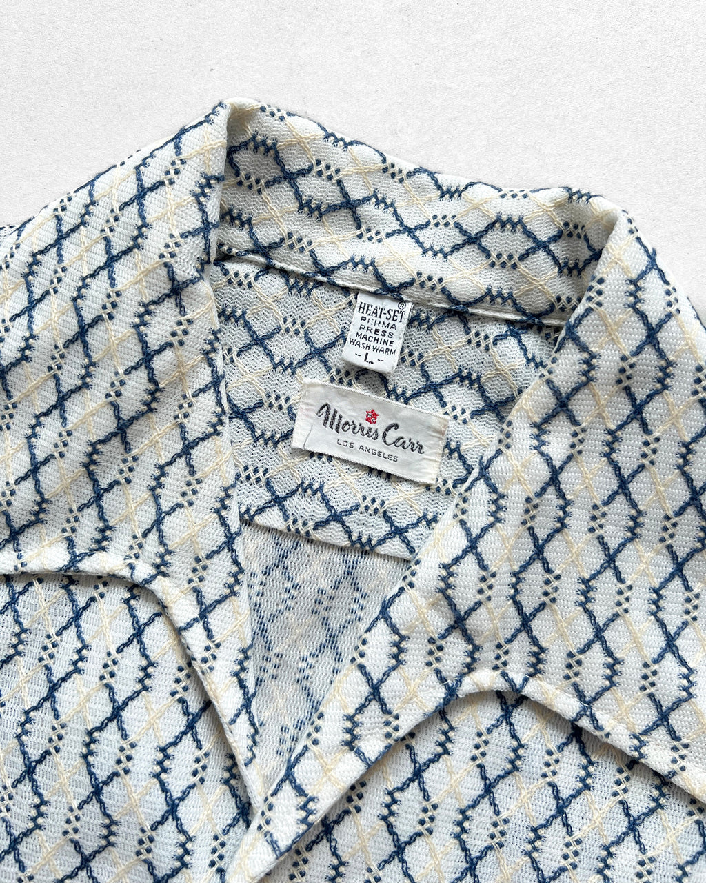 1970S MORRIS CARR PERMA PRESS OPEN COLLAR SHIRT (L)