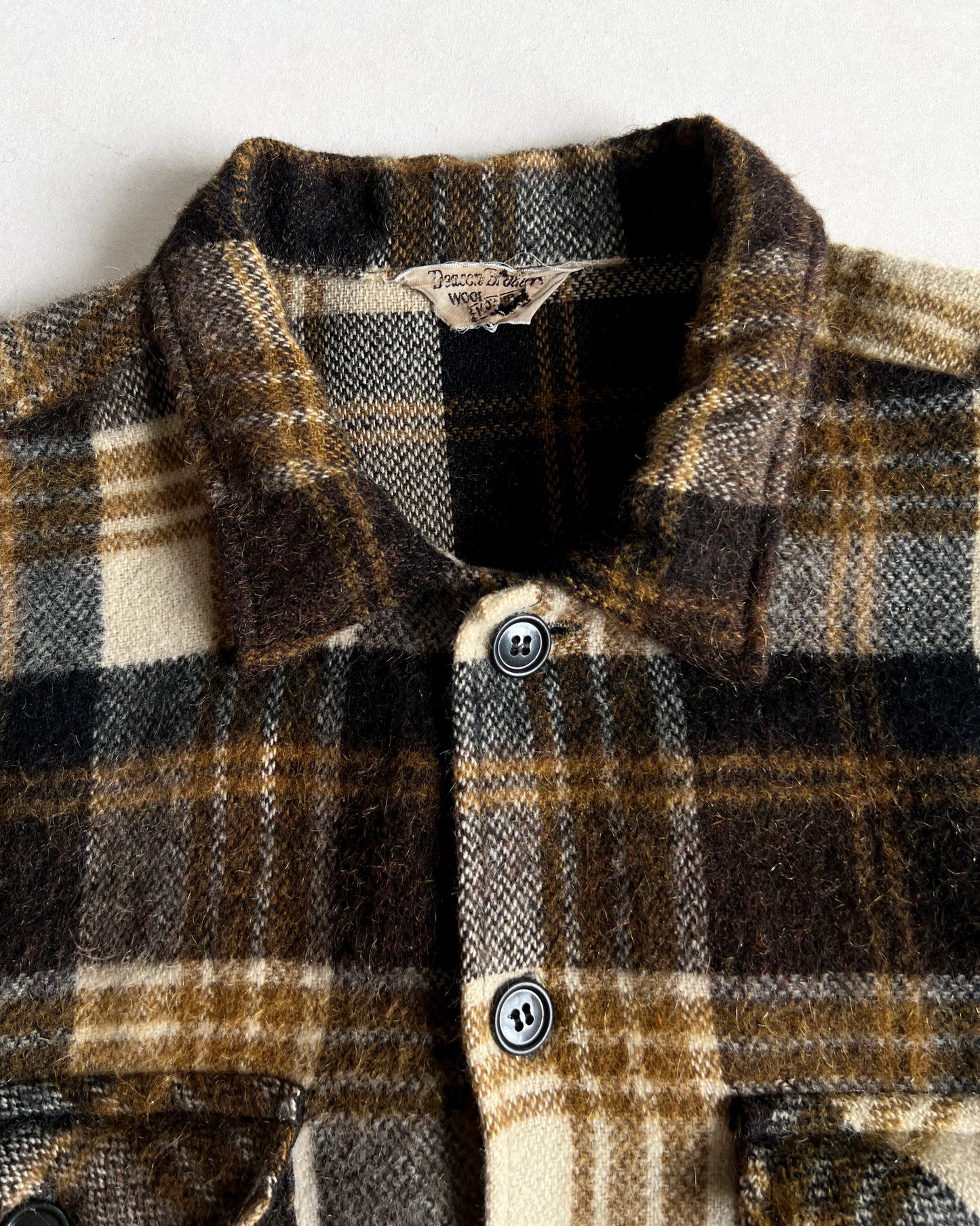 1960S DEACON BROTHERS WOOL MOHAIR PLAID FLANNEL (L/XL)