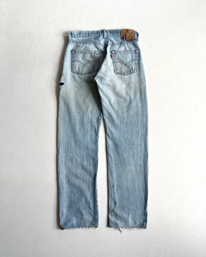 1980S FADED LEVI'S 501 REDLINE SELVEDE REPAIRED JEANS (32)