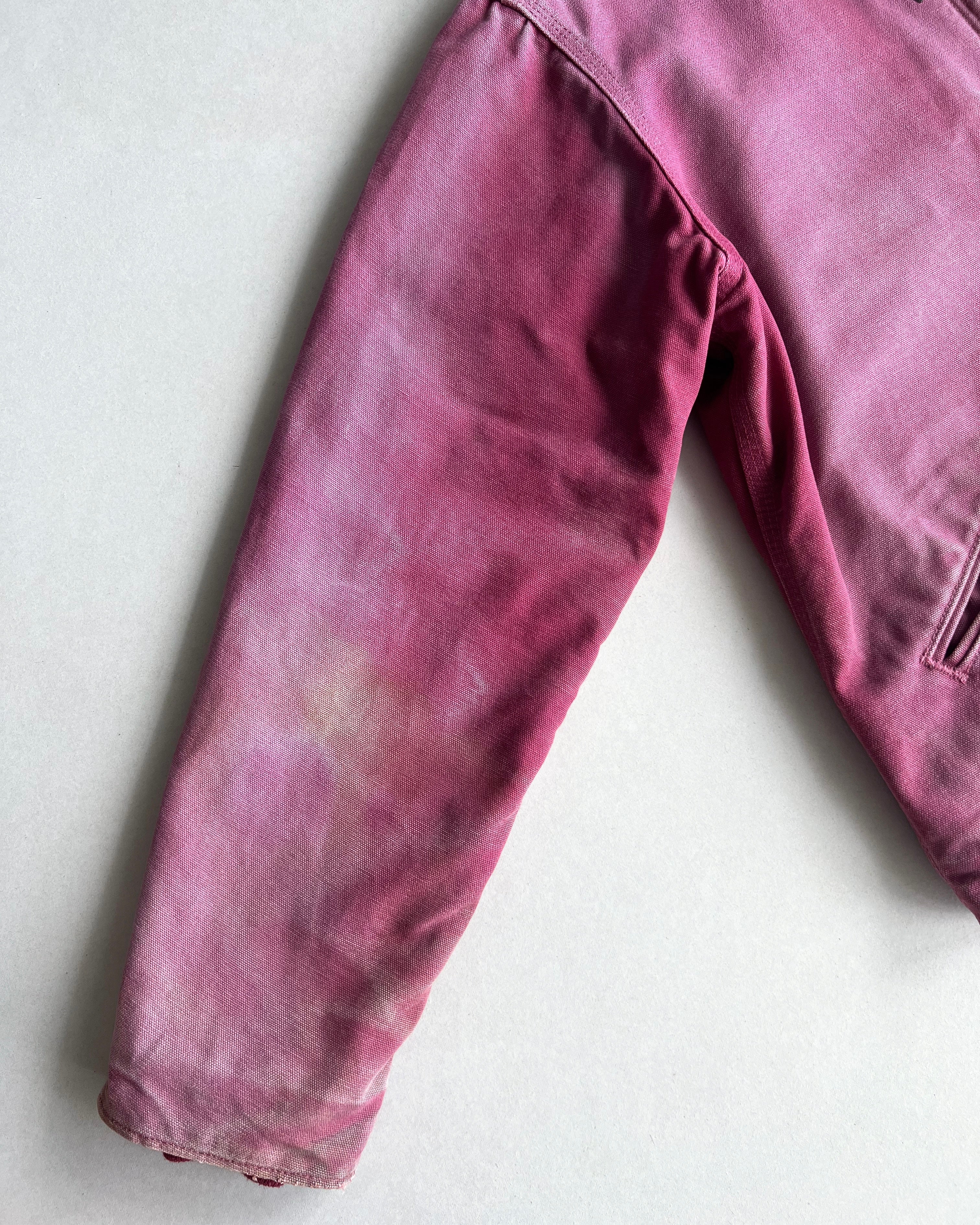 1990S SUN FADED PINK CARHARTT DETROIT HOODED WORK JACKET (M)