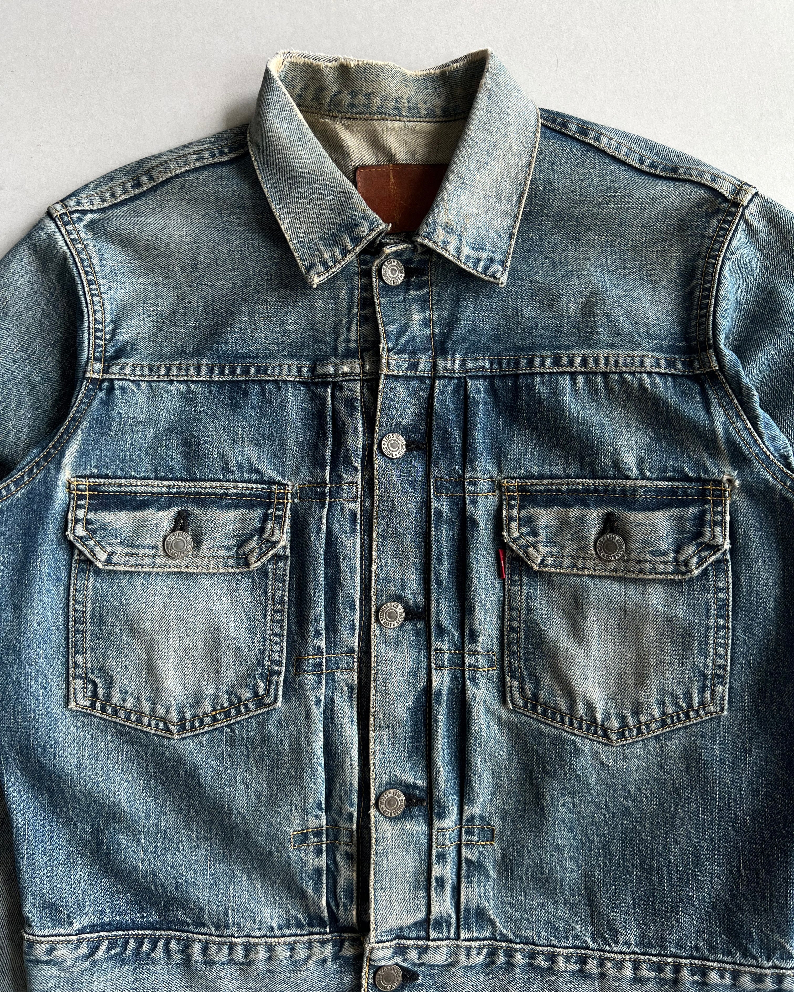 1990S FADED WASHED BIG E LEVI'S TYPE II SELVEDGE DENIM JACKET (S-L)