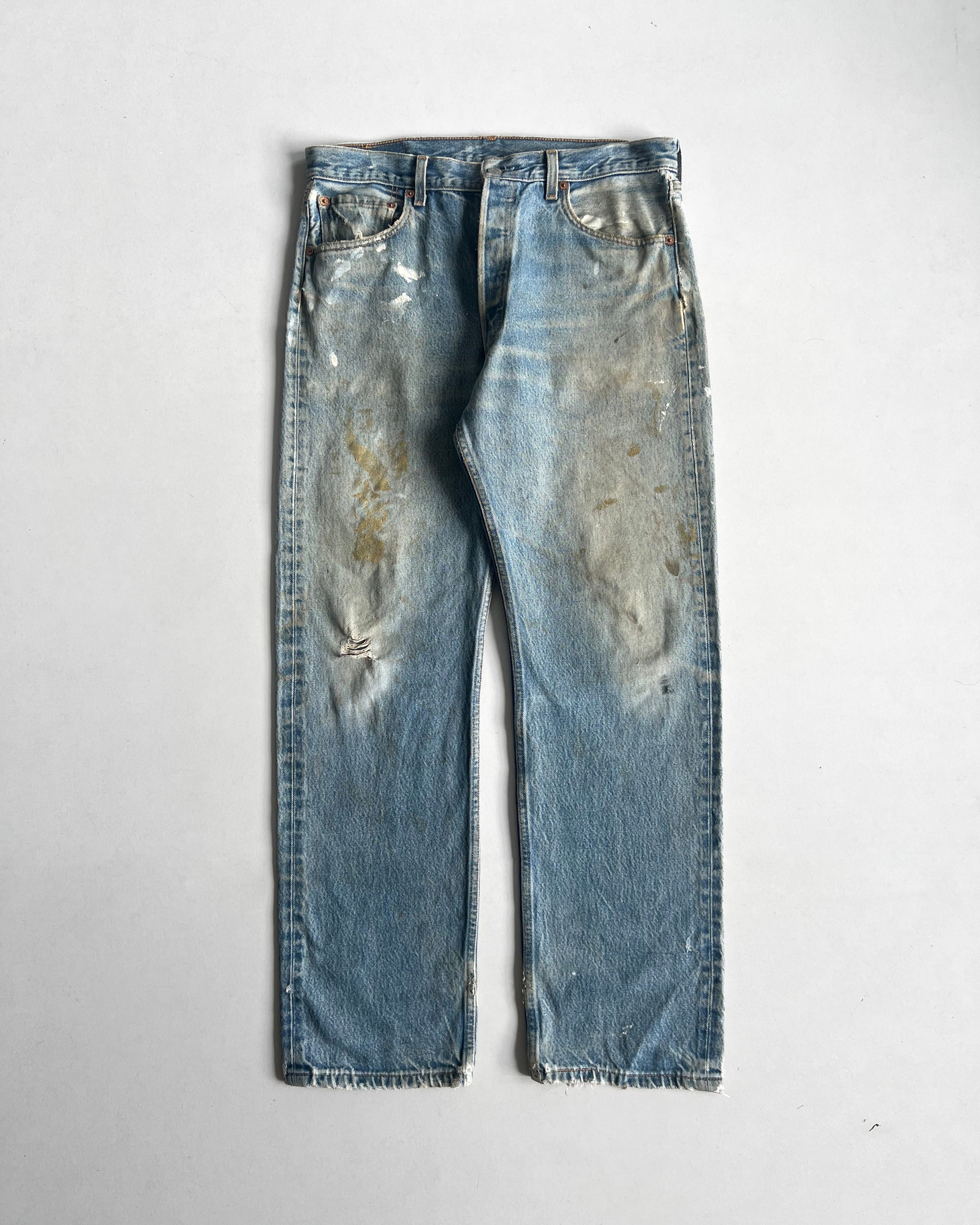 1990S FADED WASHED LEVI'S 501 PAINTER JEANS (34)