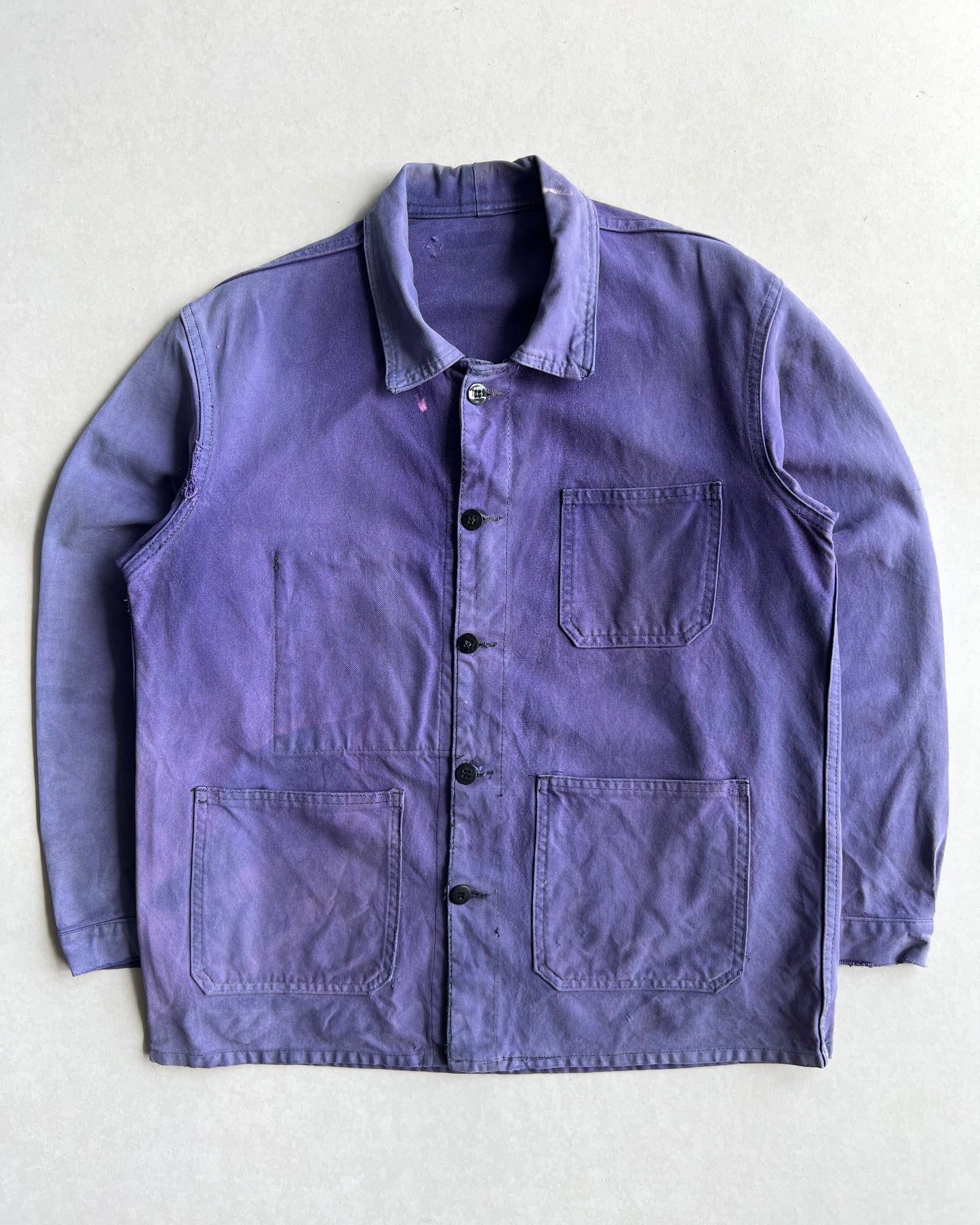 1970S SUN FADED PURPLE FRENCH WORK CHORE JACKET (L)