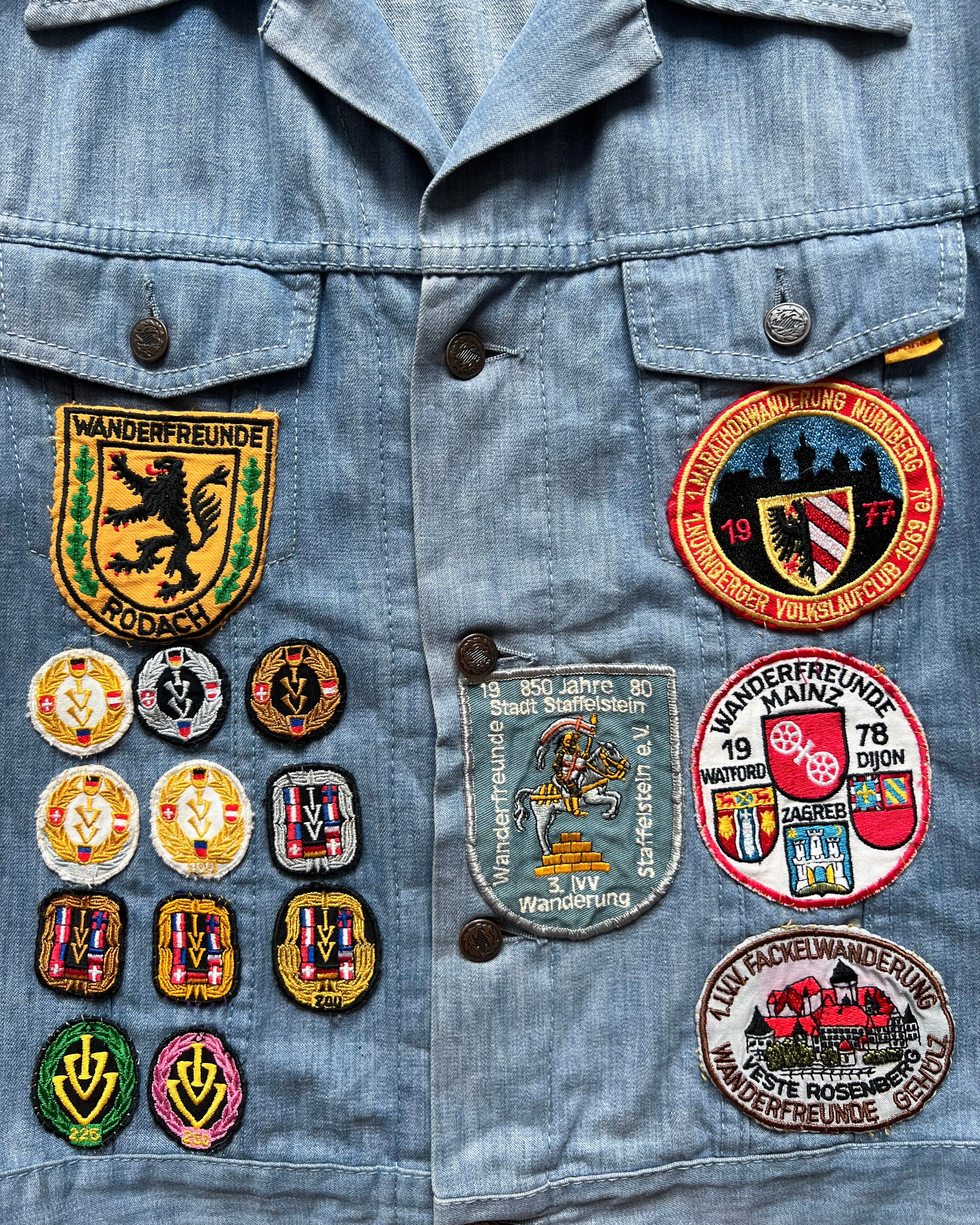 1970S GERMAN HIKING CLUB PATCHES DENIM JACKET (L)