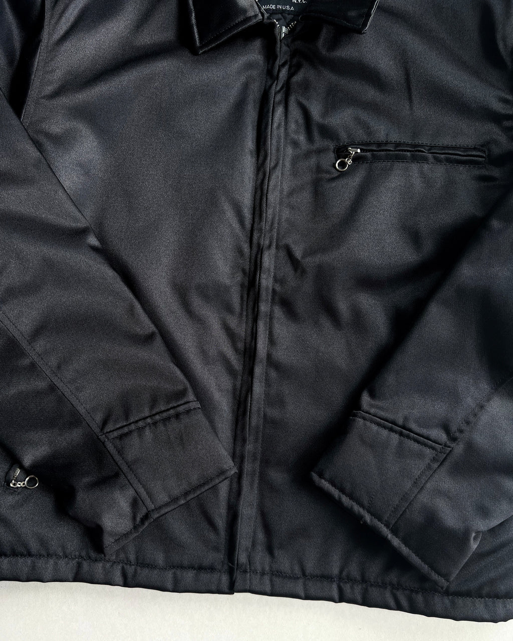 1990S BLACK COATED NYLON SCHOTT WORK JACKET (M)
