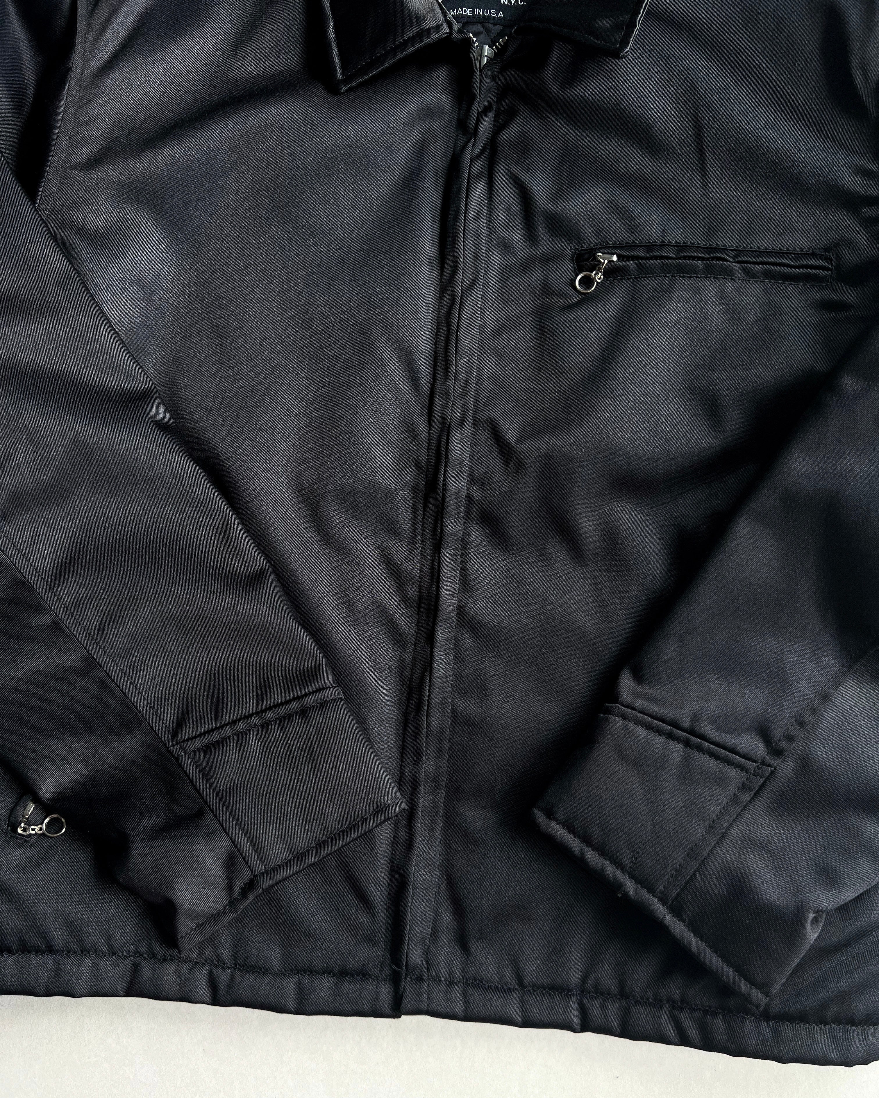 1990S BLACK COATED NYLON SCHOTT WORK JACKET (M)