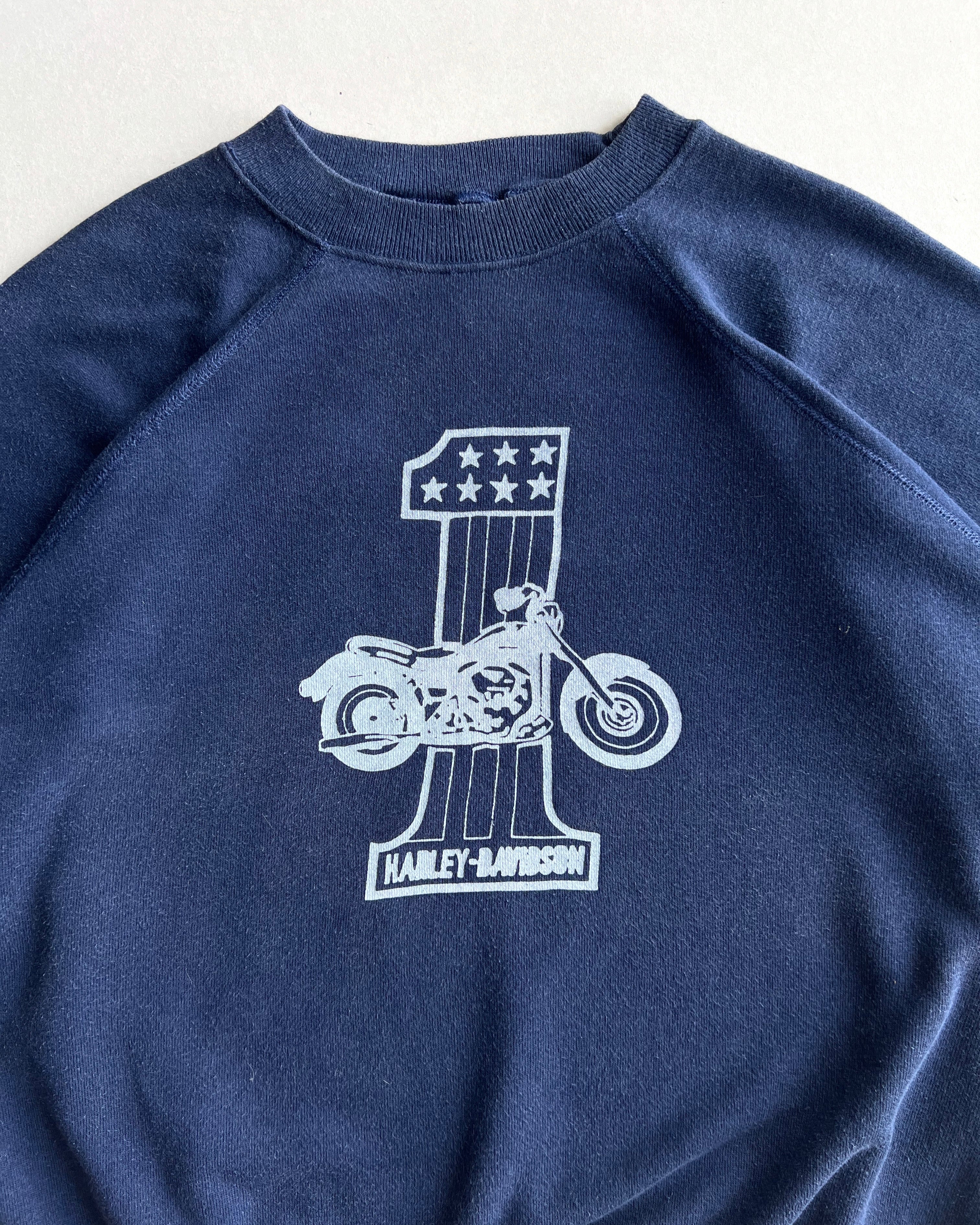 1980S HARLEY DAVIDSON RAGLAN SHORT SLEEVES SWEATSHIRT (XL)