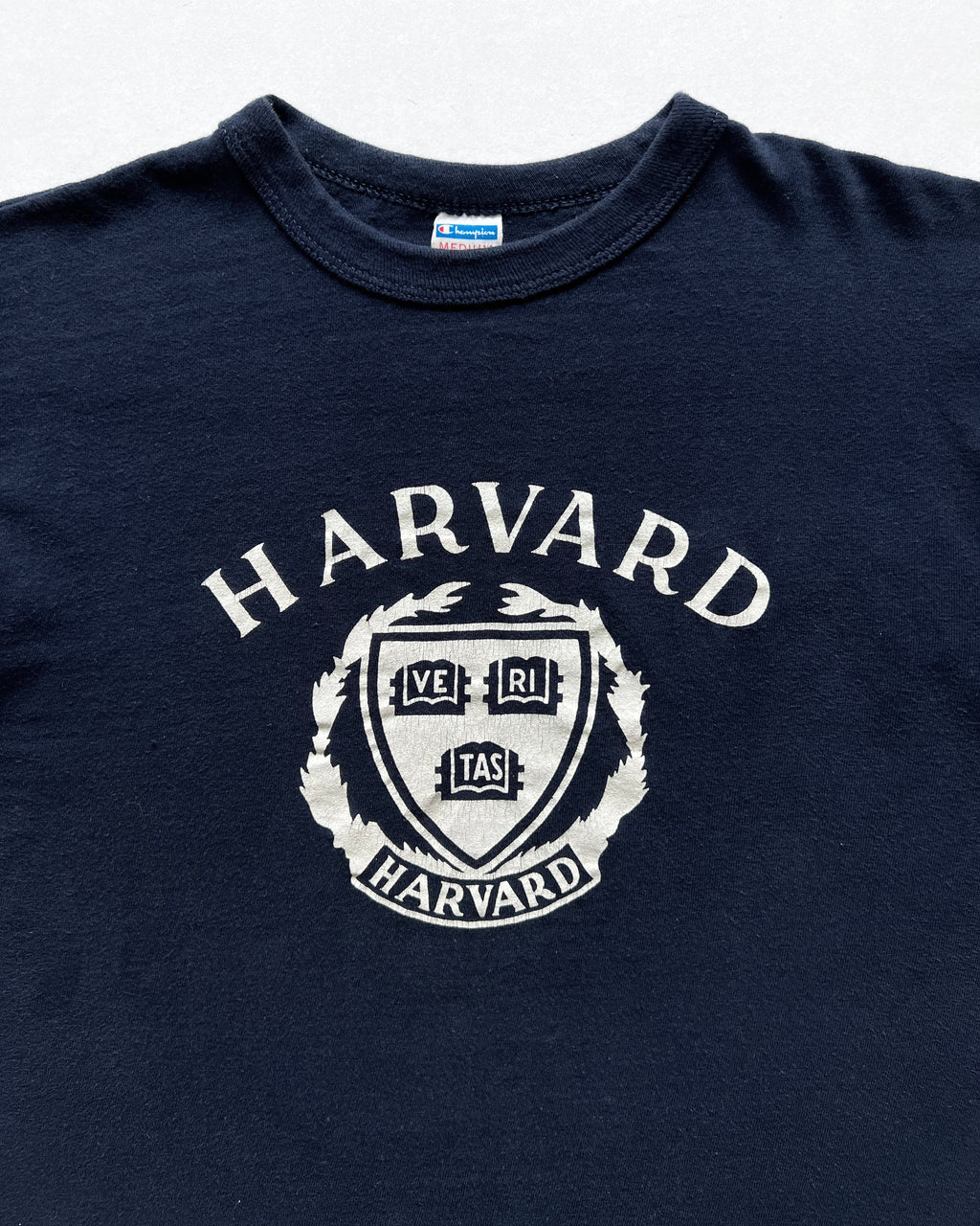 1970S CHAMPION BLUE BAR 'HARVARD' TEE (M)