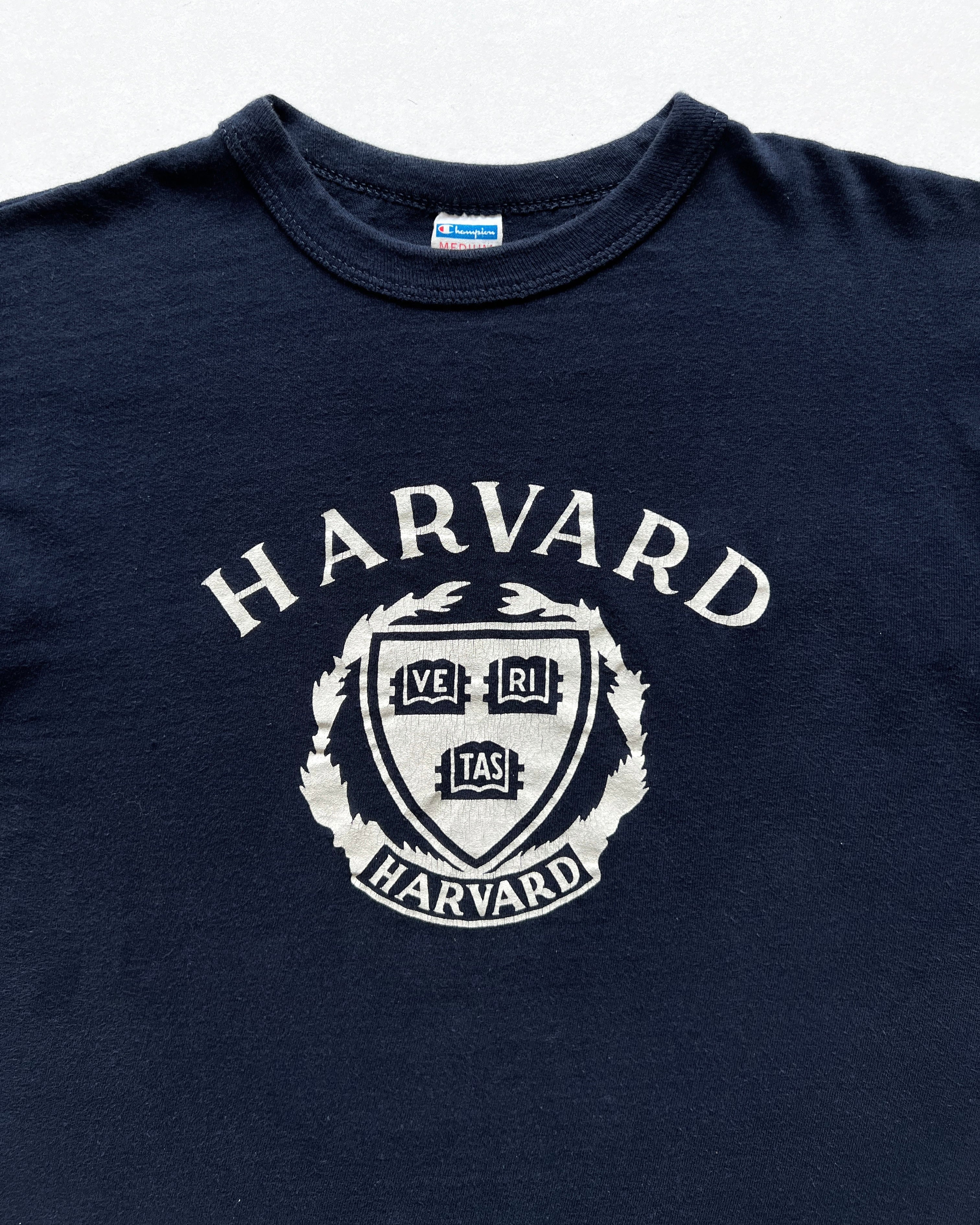 1970S CHAMPION BLUE BAR 'HARVARD' TEE (M)