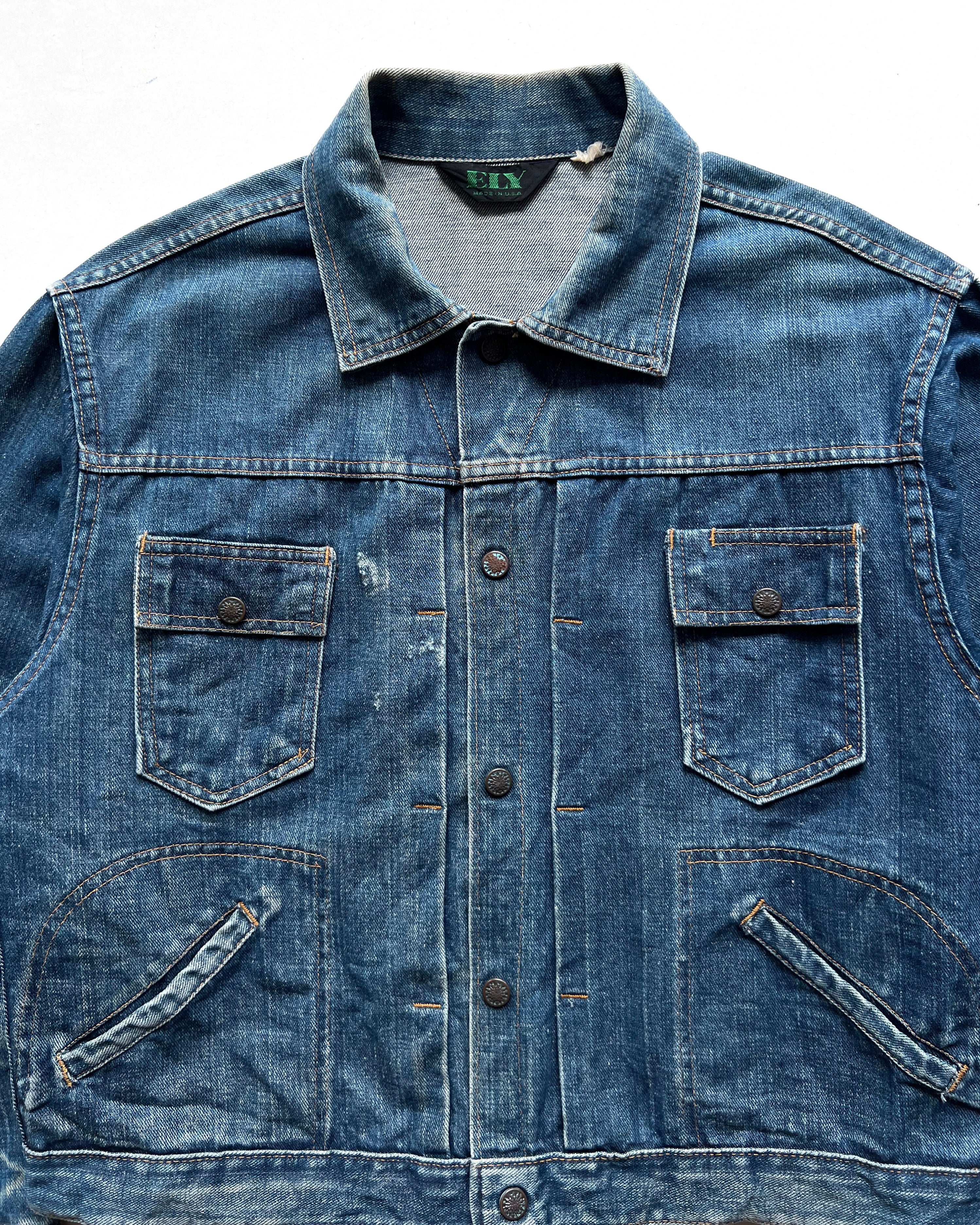 1970S DARK WASHED ELY DENIM JACKET (L)