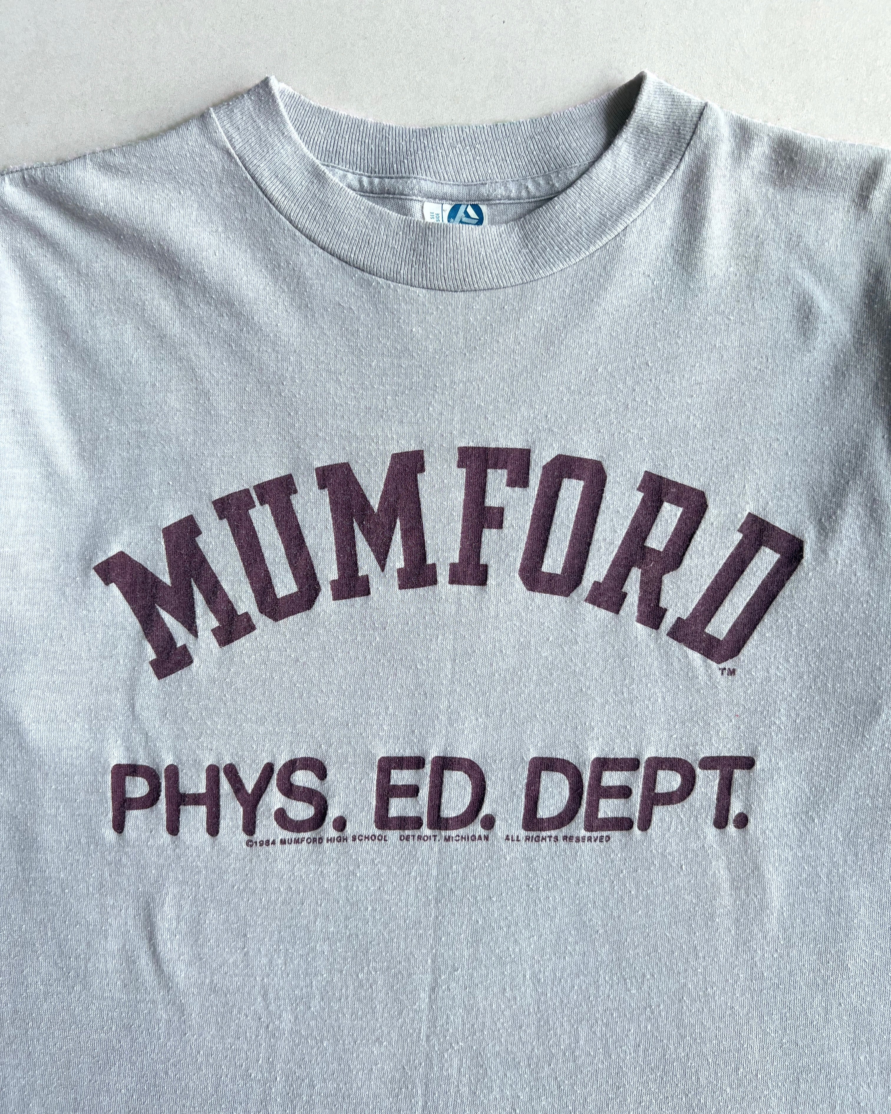 1984 'MUMFORD PHYS.ED.DEPT' SINGLE STITCH TEE (M)