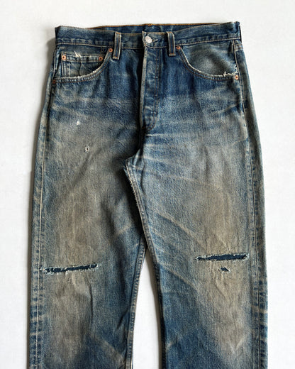 1990S FADED LEVI'S 501 REPAIRED JEANS (32)