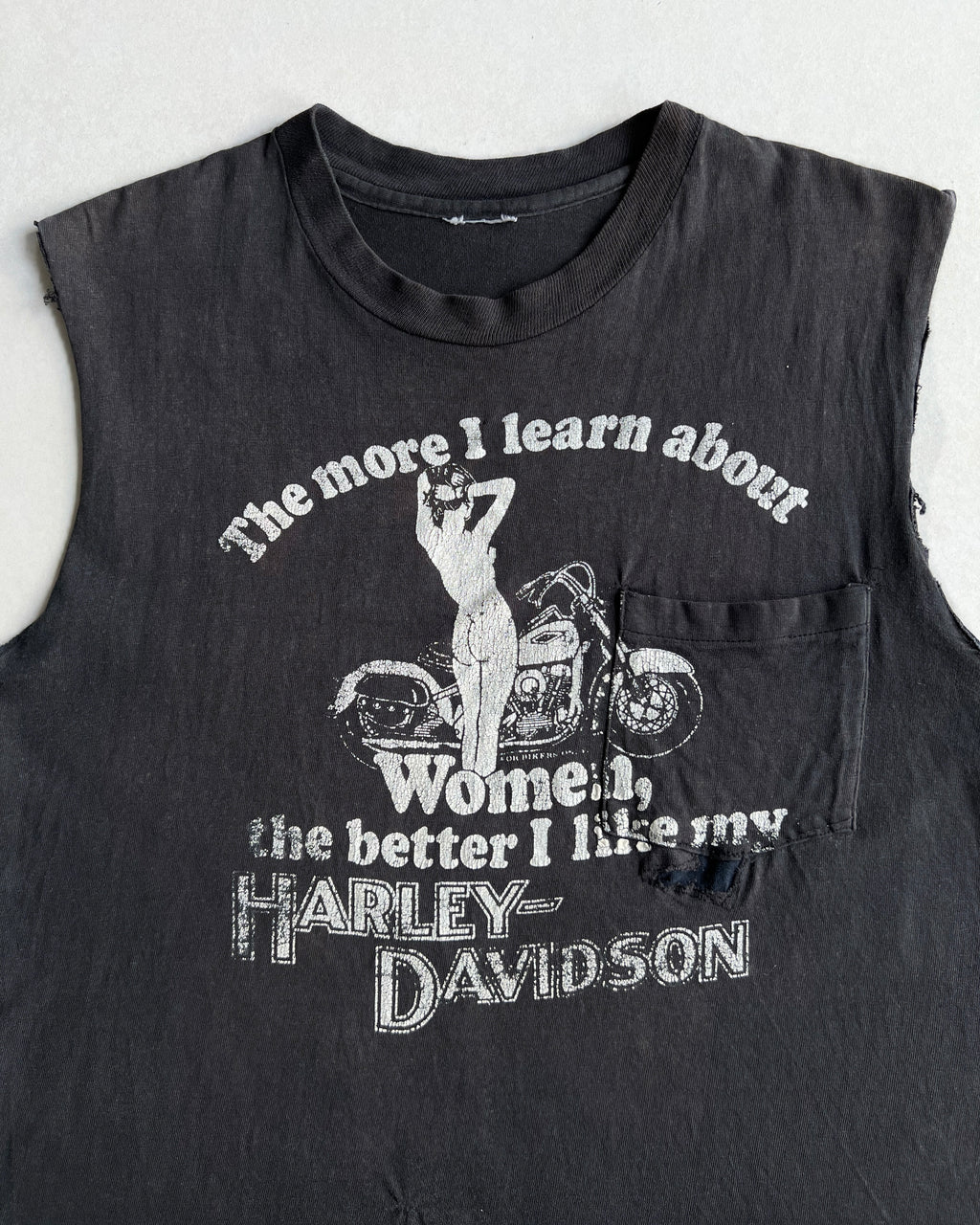 1980S HARLEY DAVISON SINGLE STITCH SLEEVELESS TEE (L)