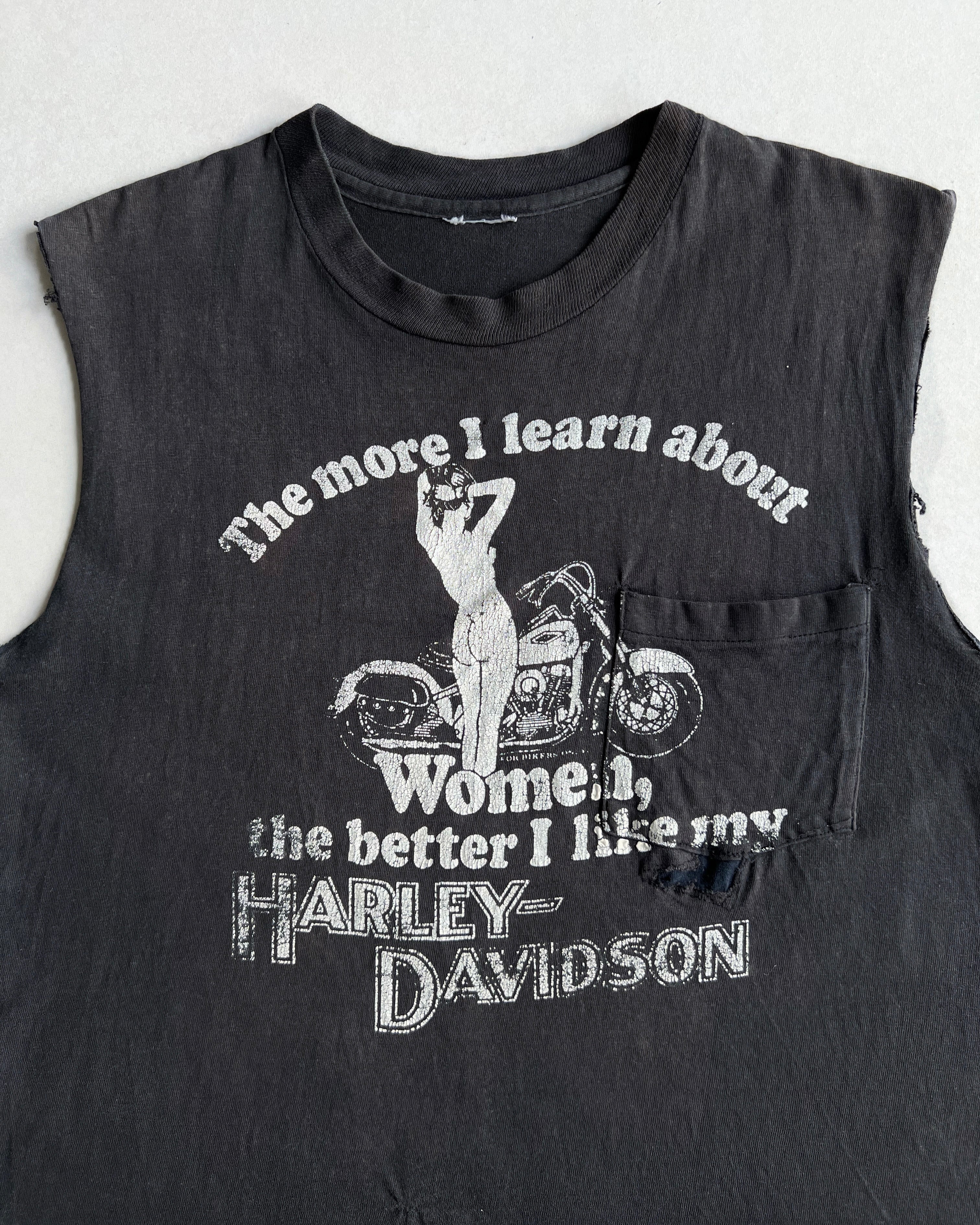1980S HARLEY DAVISON SINGLE STITCH SLEEVELESS TEE (L)
