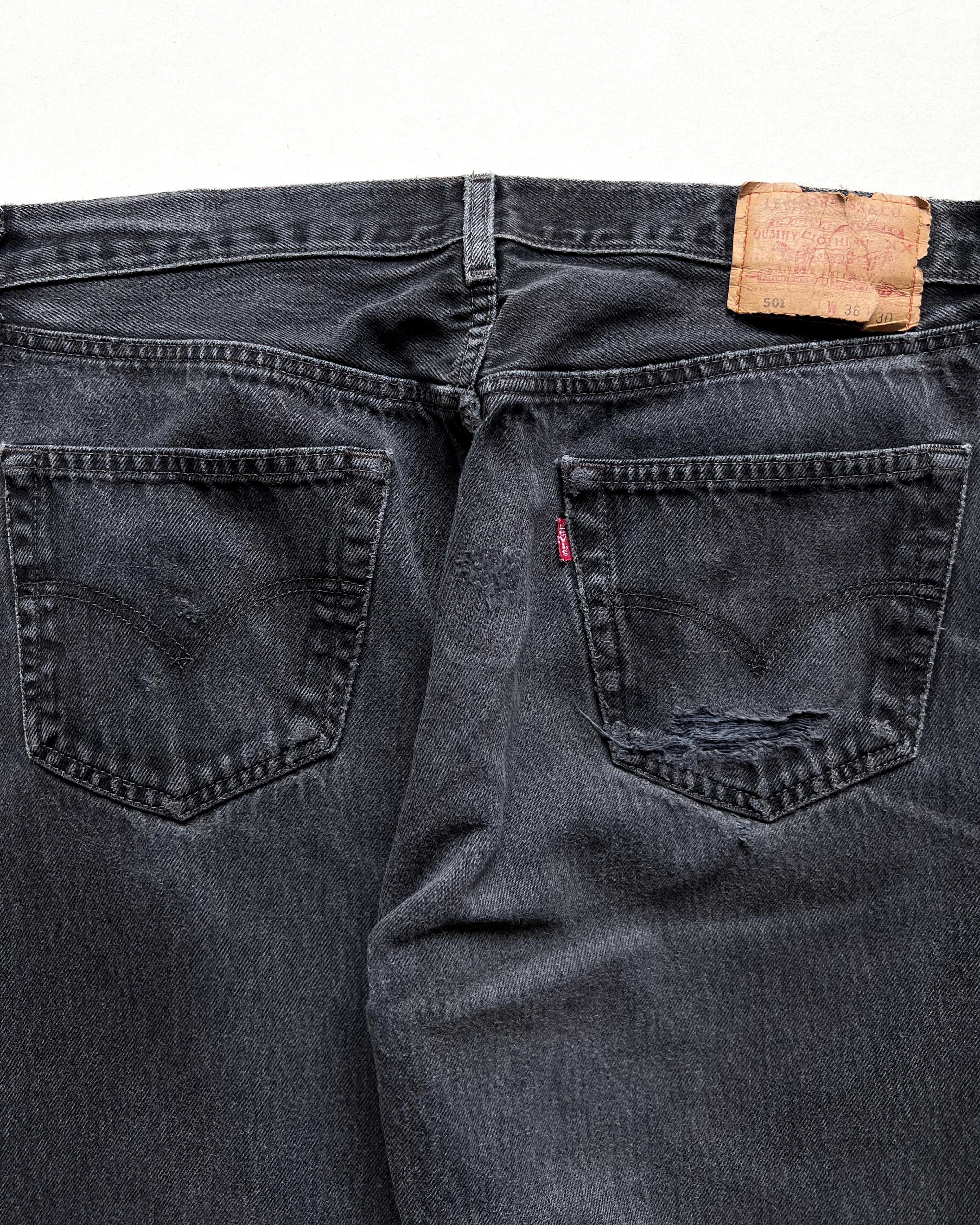 1990S FADED SUPER BLACK LEVI'S 501 JEANS (35)
